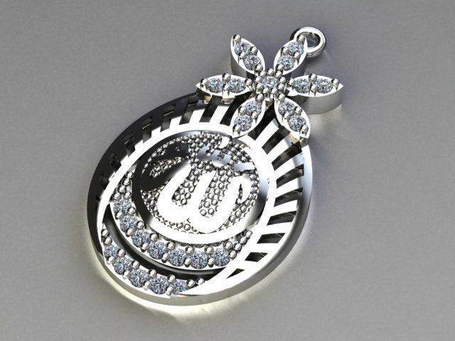 allah pendant 3D print model_2