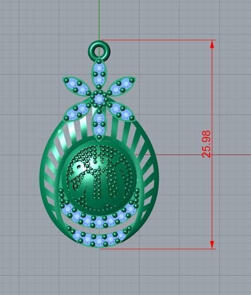 allah pendant 3D print model_8