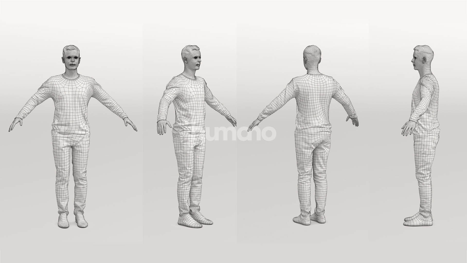Rigged casual man - sweter and trousers - 053-2187 3D model_5