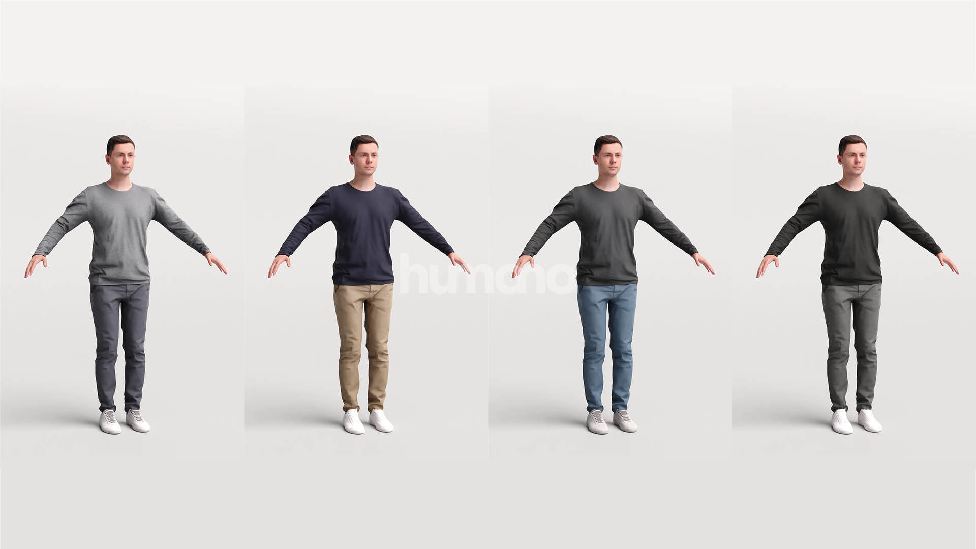 Rigged casual man - sweter and trousers - 053-2187 3D model_4