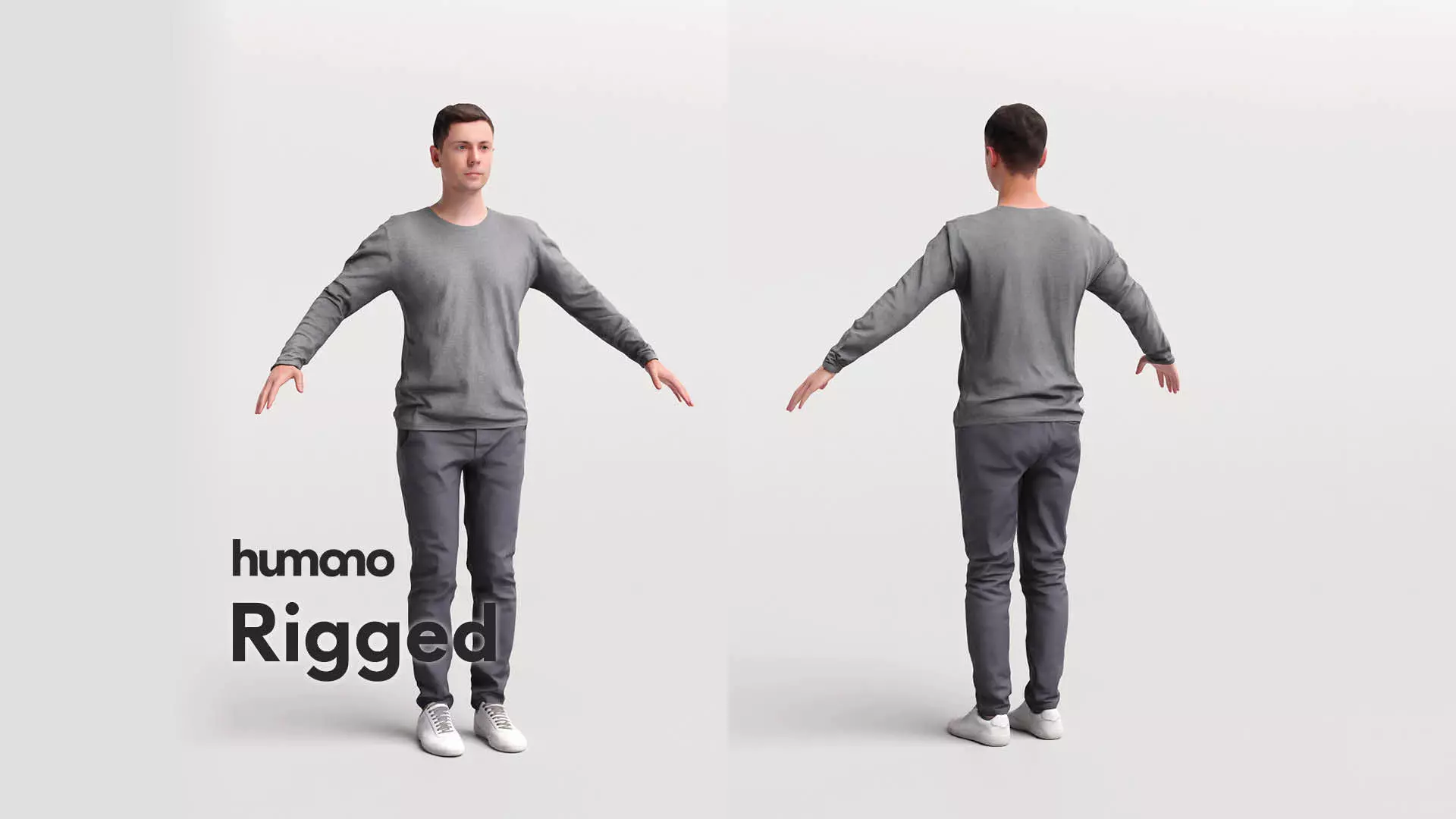 Rigged casual man - sweter and trousers - 053-2187 3D model_0