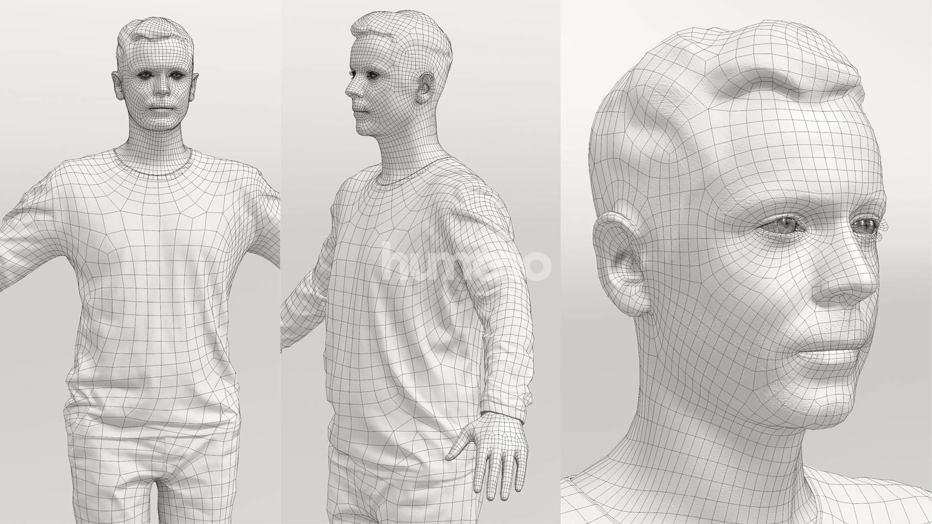 Rigged casual man - sweter and trousers - 053-2187 3D model_6