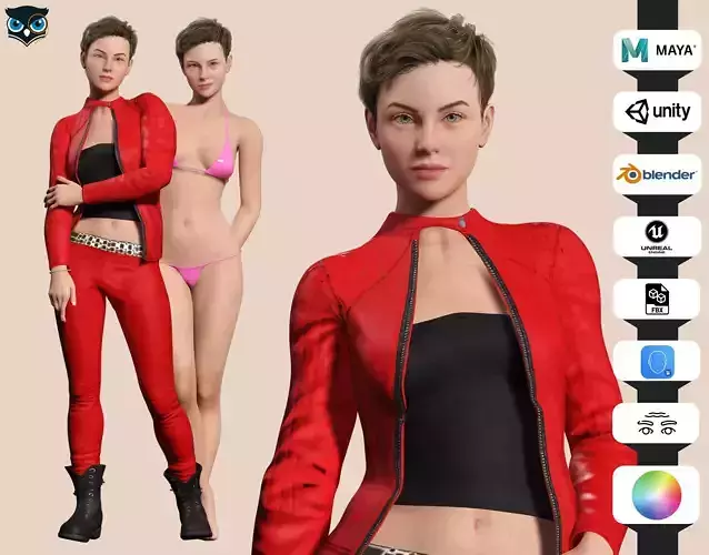 Amelia - Scarlet Allure Red Heat Low-poly 3D model