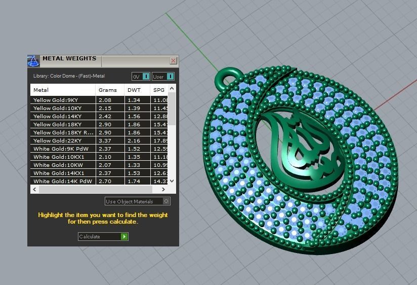 bismillah pendant 3D print model_7
