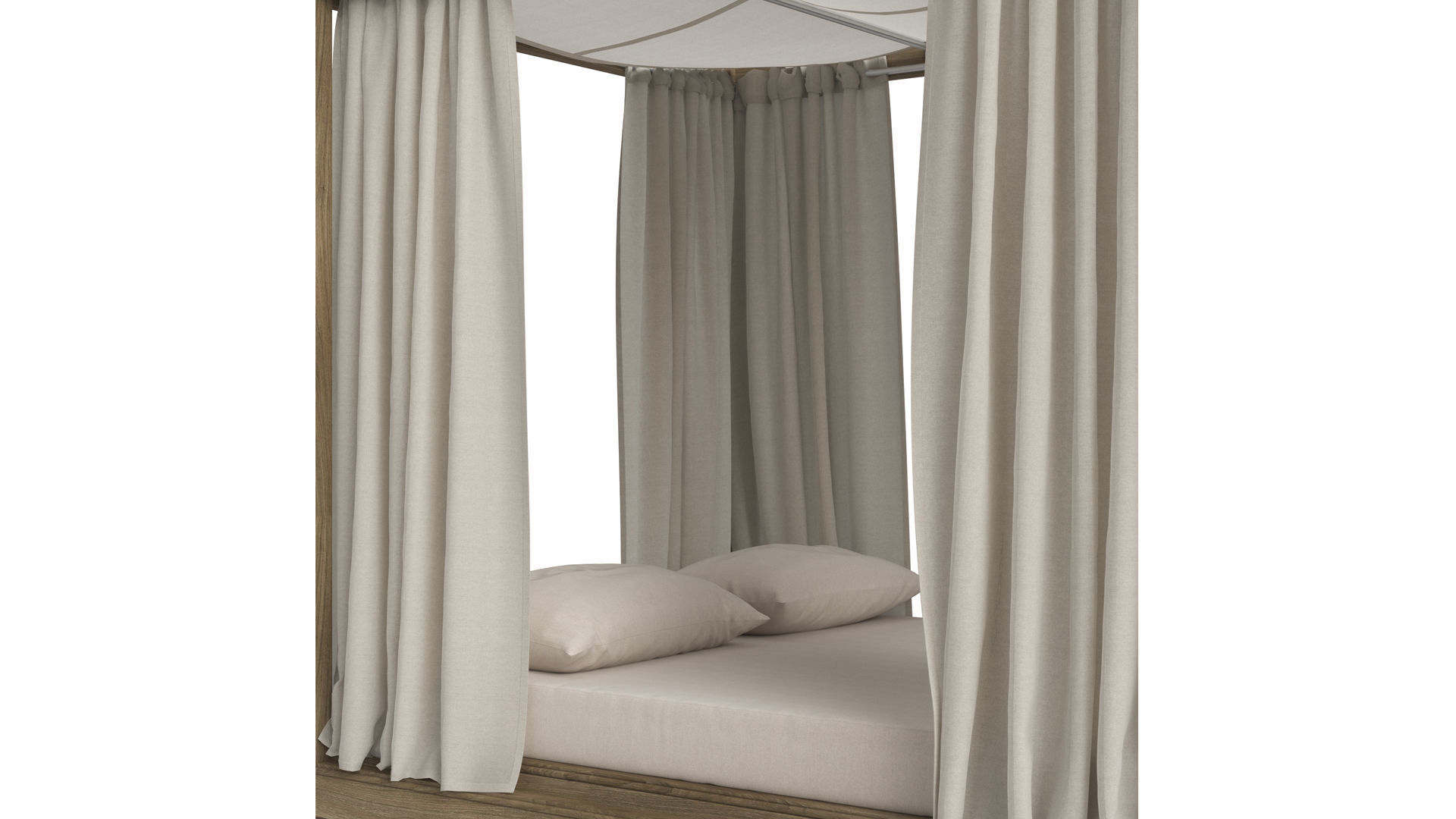 Restoration Hardware Costa Teak Canopy Daybed 3D model_2