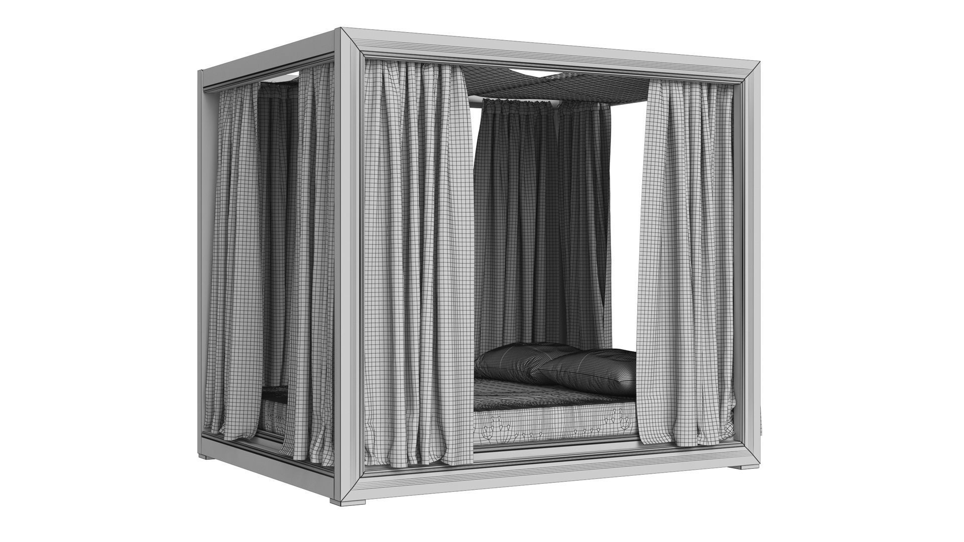 Restoration Hardware Costa Teak Canopy Daybed 3D model_7