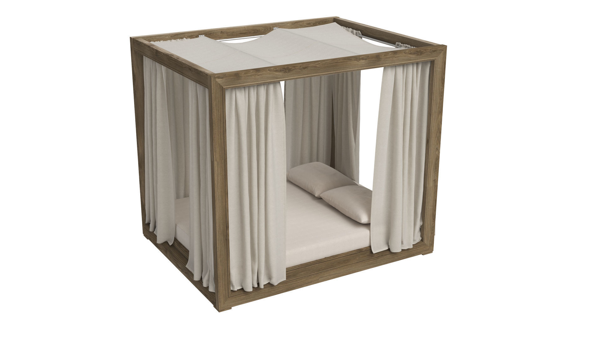 Restoration Hardware Costa Teak Canopy Daybed 3D model_1