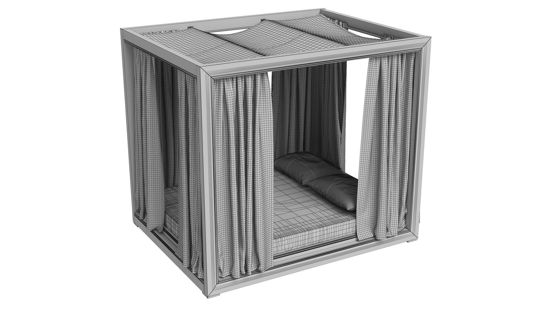 Restoration Hardware Costa Teak Canopy Daybed 3D model_6