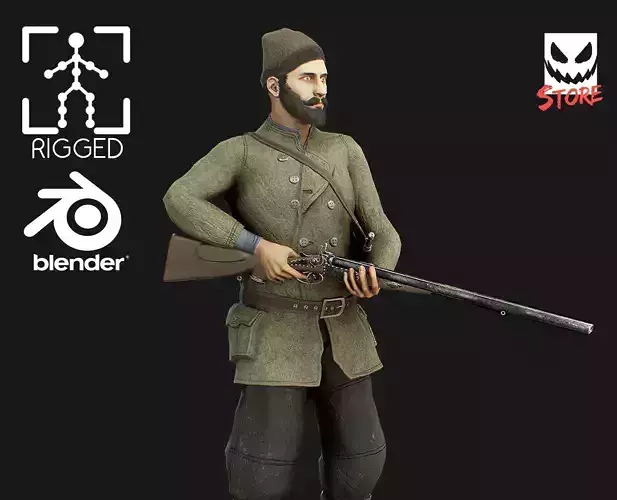 Hunter Low-poly 3D model