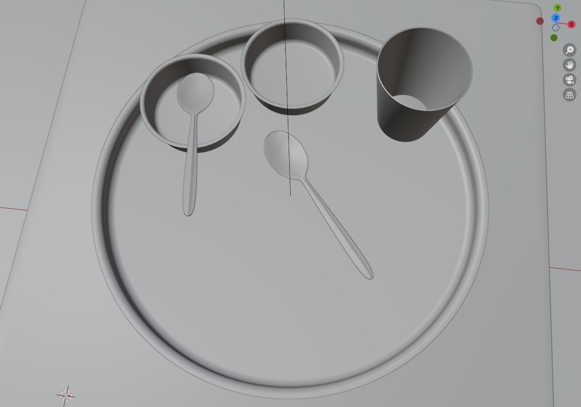 Indian Dinner Set of Steel  Low-poly 3D model_4