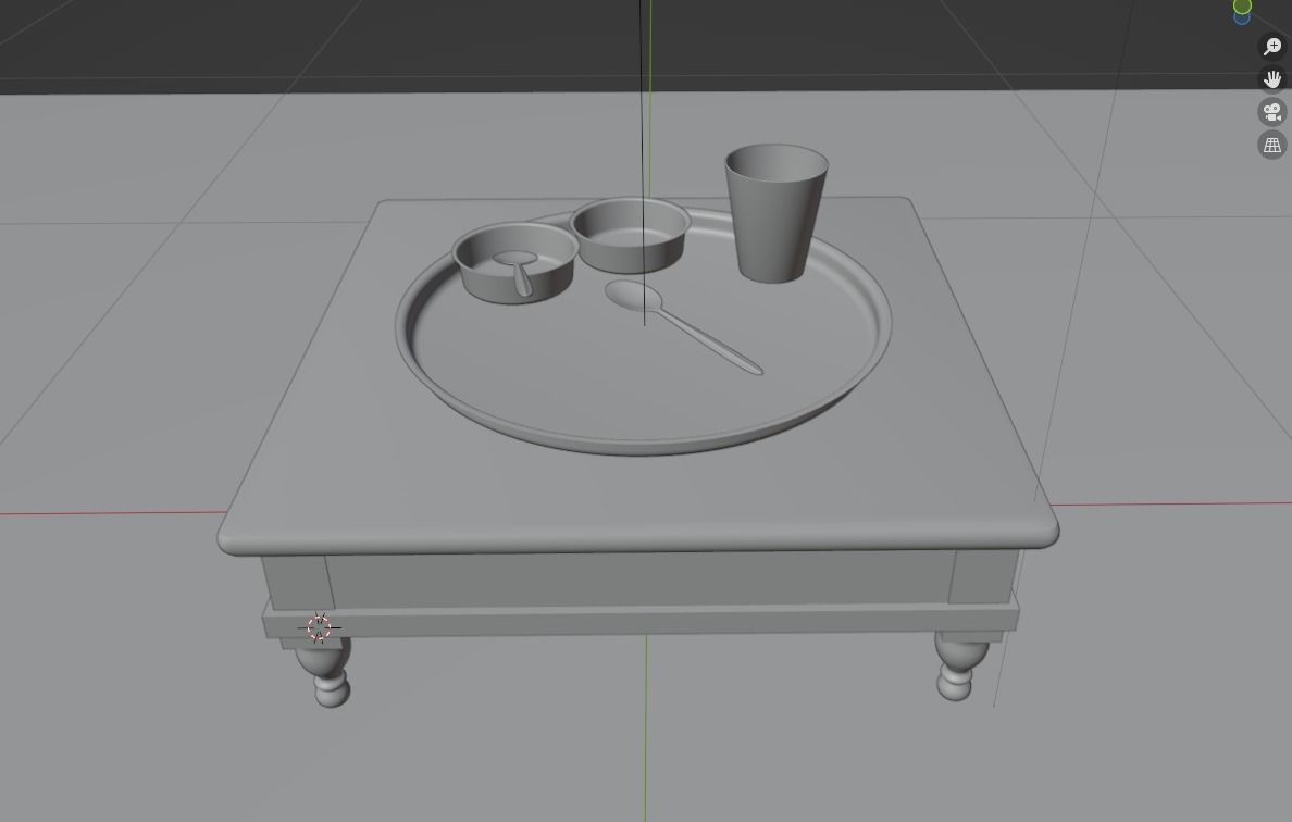 Indian Dinner Set of Steel  Low-poly 3D model_5