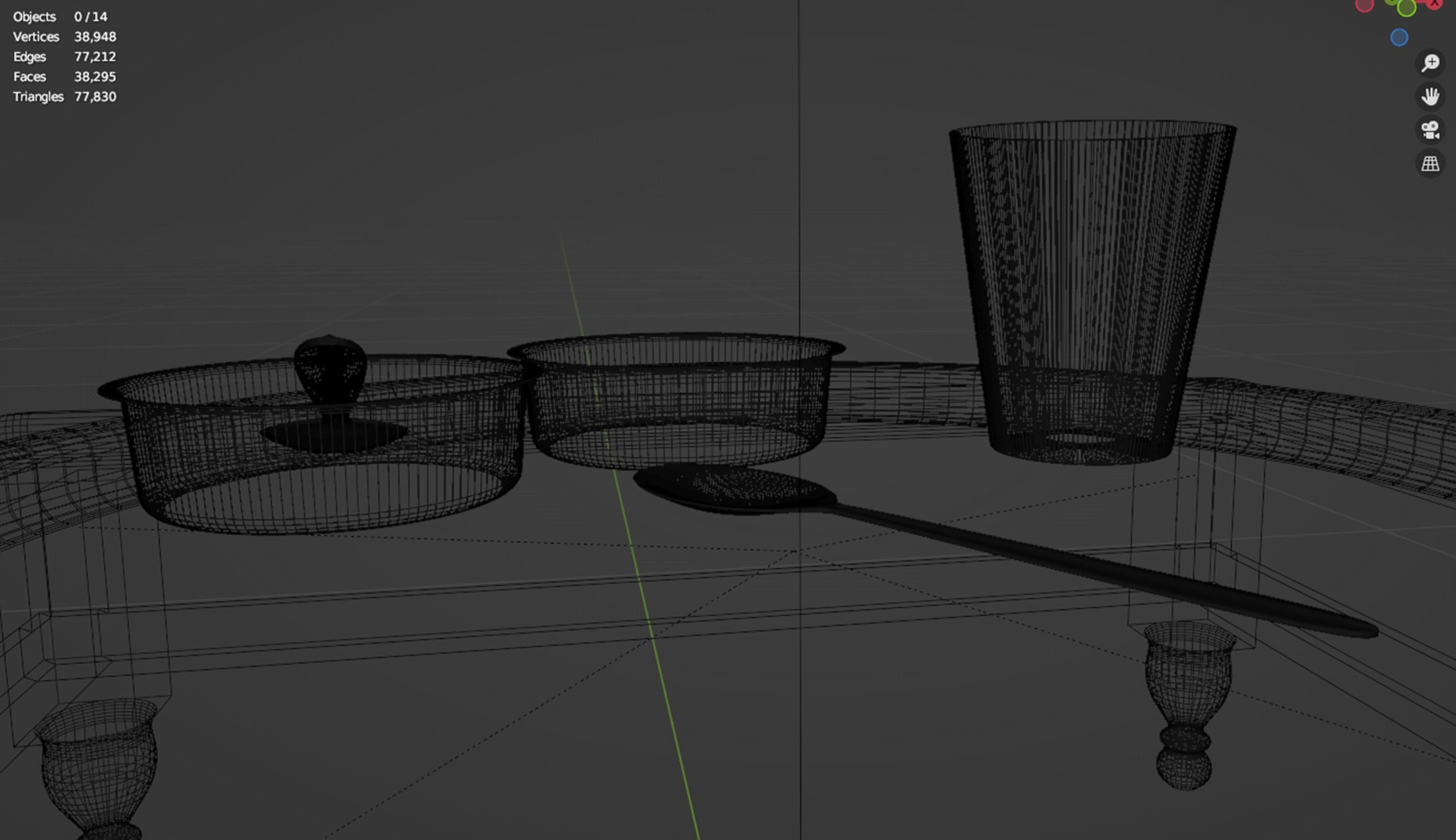 Indian Dinner Set of Steel  Low-poly 3D model_9