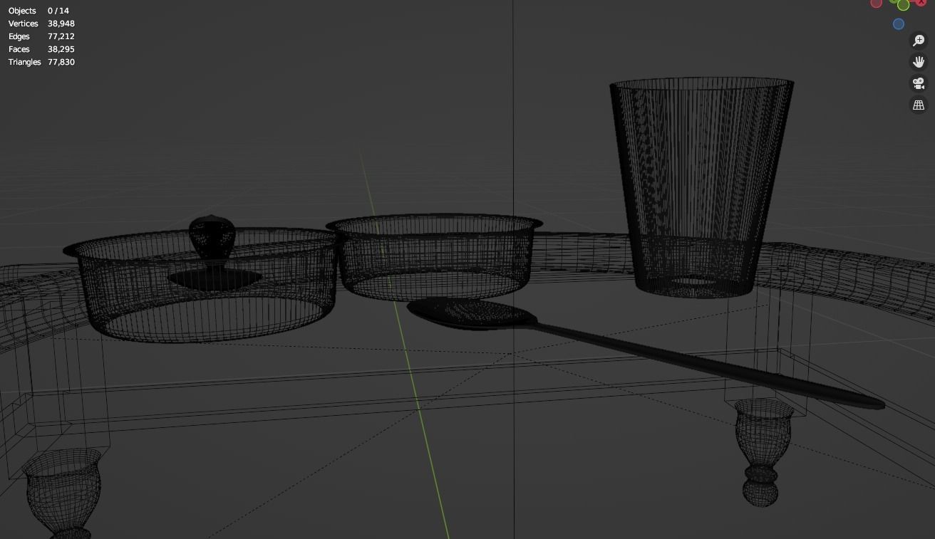 Indian Dinner Set of Steel  Low-poly 3D model_8