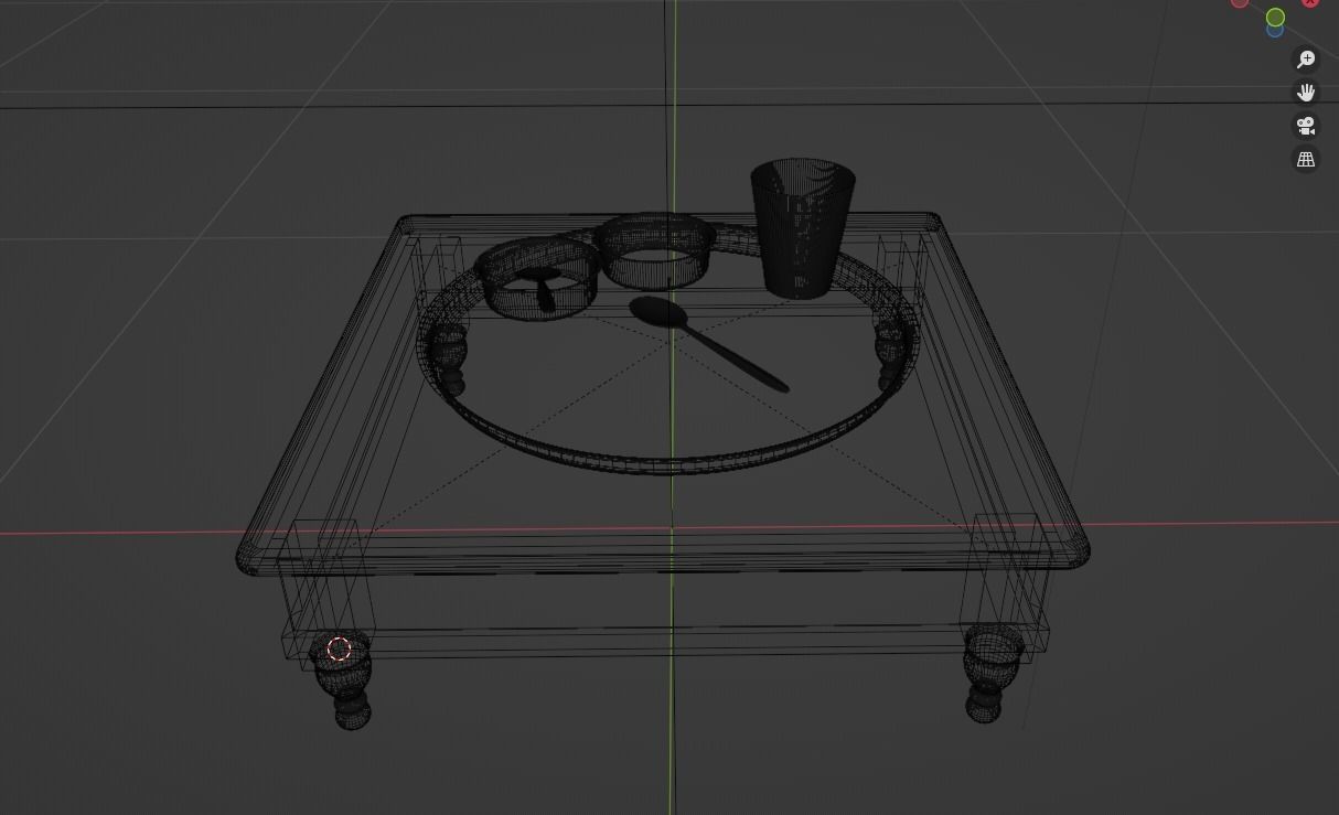 Indian Dinner Set of Steel  Low-poly 3D model_7