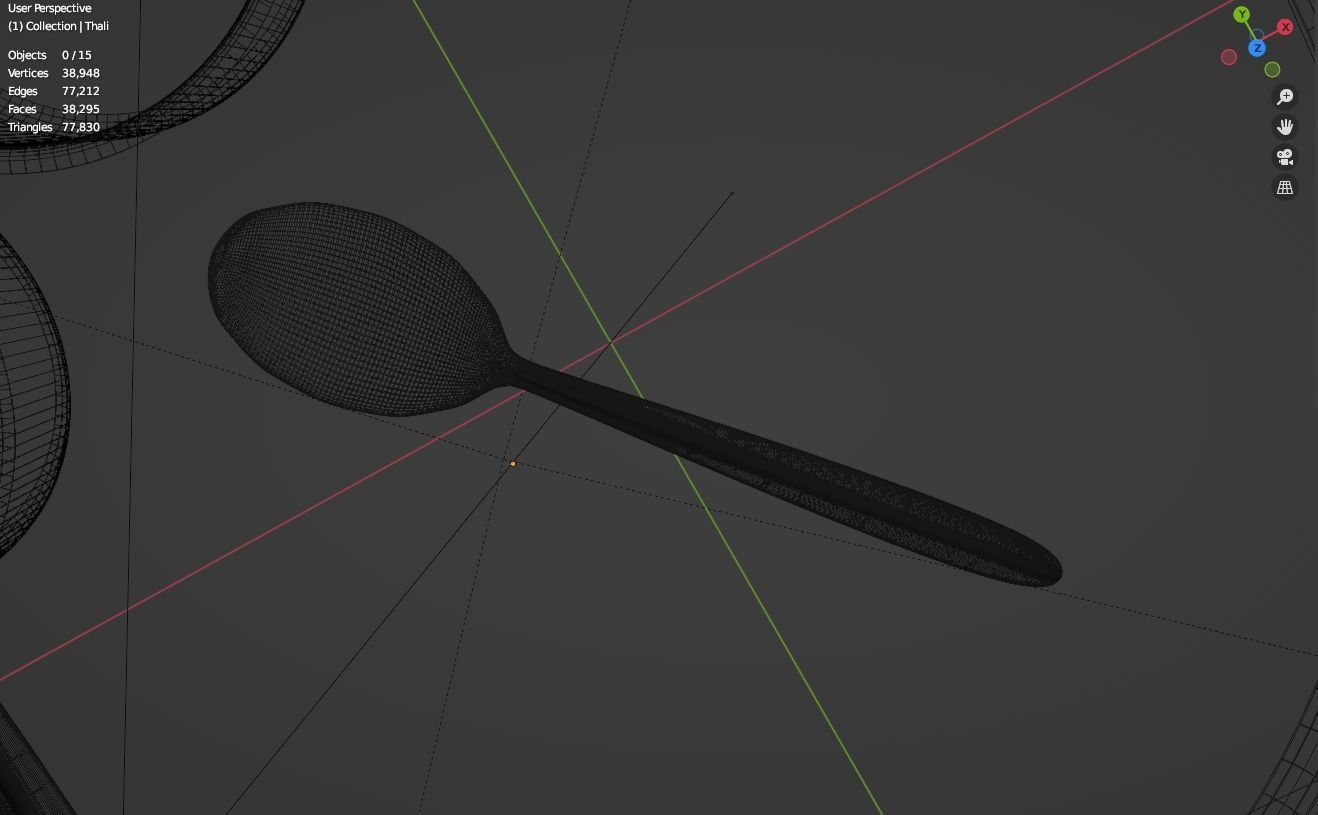 Indian Dinner Set of Steel  Low-poly 3D model_10