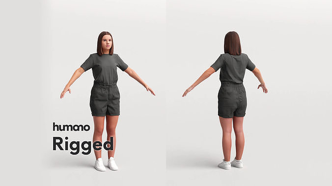 Rigged woman - summer outfit shorts - 045-3693 3D model