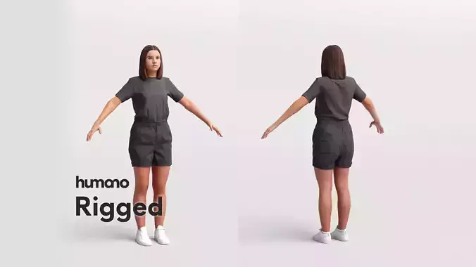 Rigged woman - summer outfit shorts - 045-3693