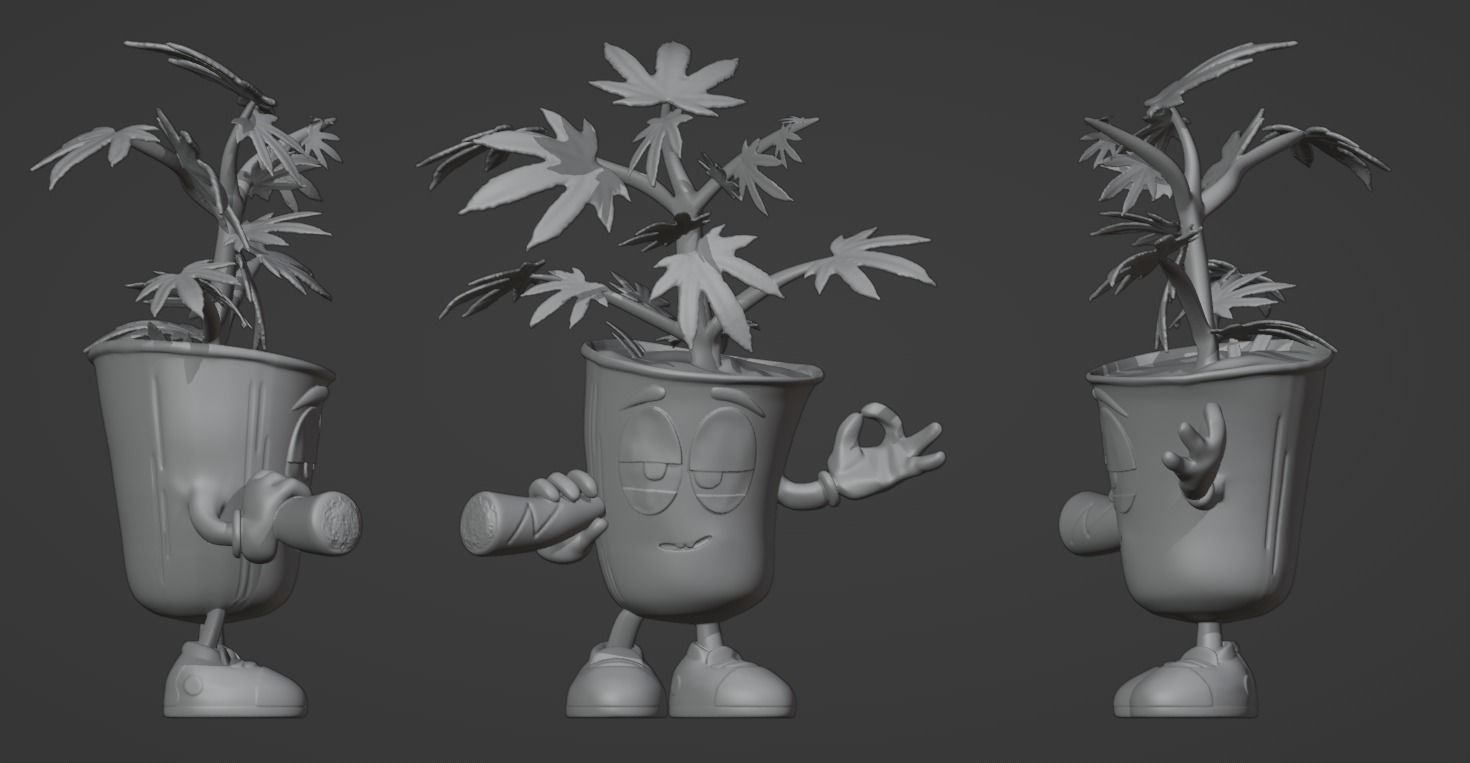 Marijuana plant smoking 3D print model 3D print model_4