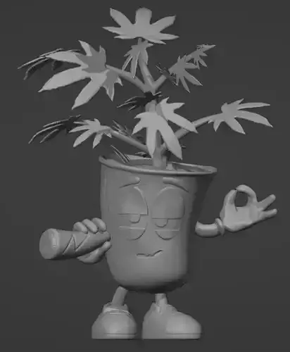 Marijuana plant smoking 3D print model 3D print model