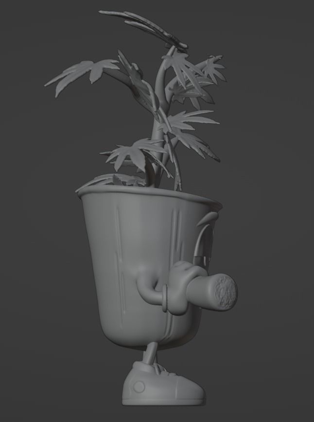Marijuana plant smoking 3D print model 3D print model_3