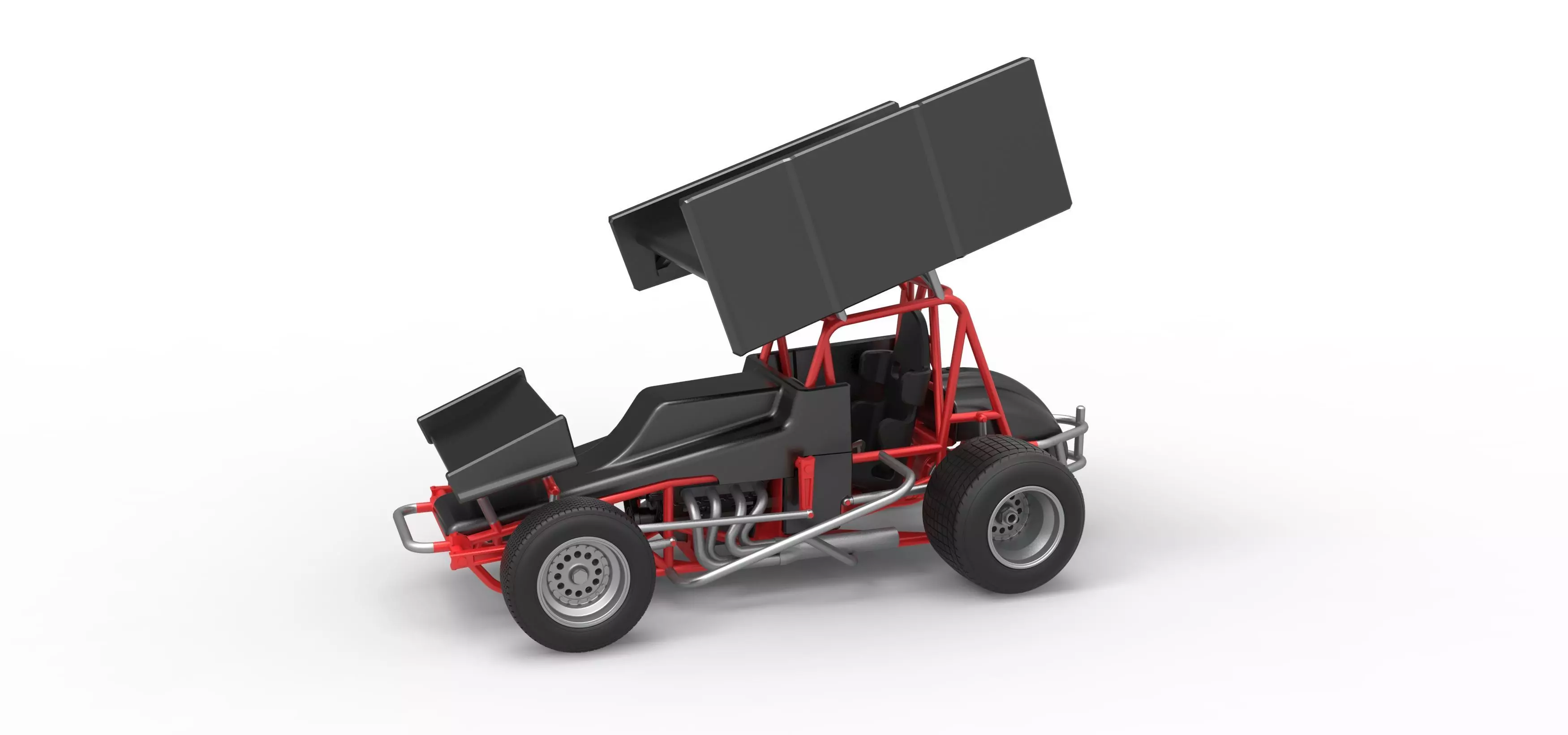 Vintage Winged Sprint car Scale 1 to 25 3D print model_0