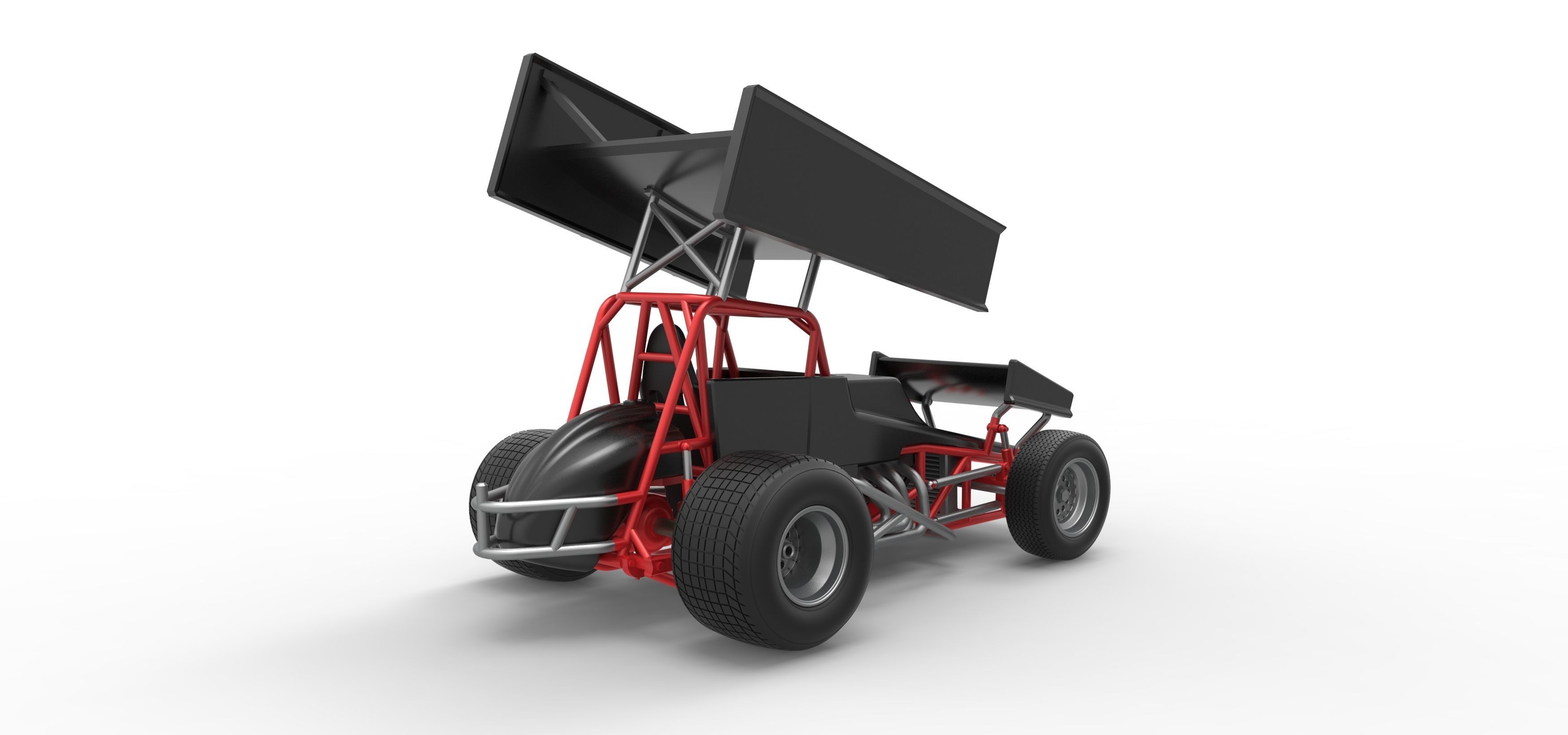 Vintage Winged Sprint car Scale 1 to 25 3D print model_18