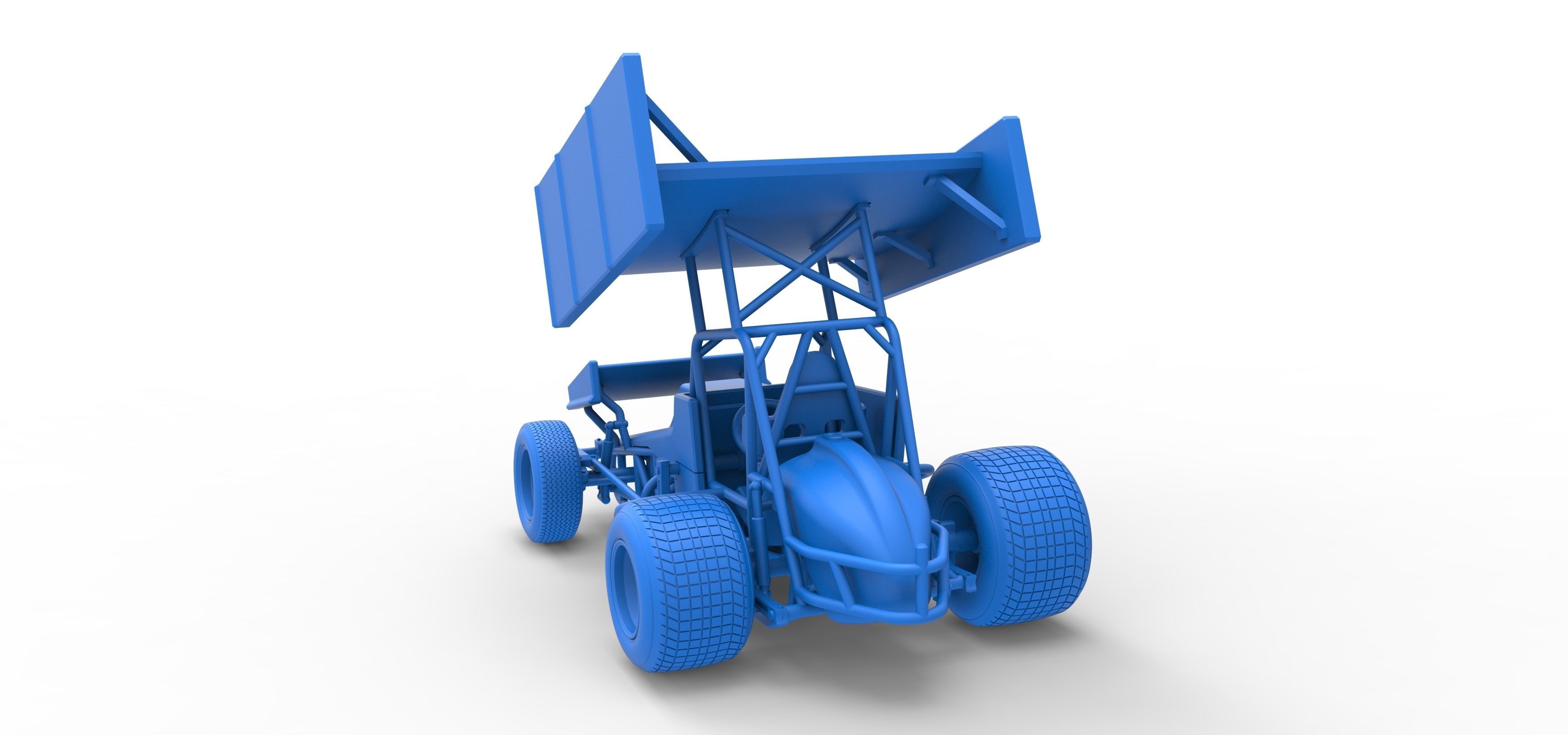Vintage Winged Sprint car Scale 1 to 25 3D print model_39