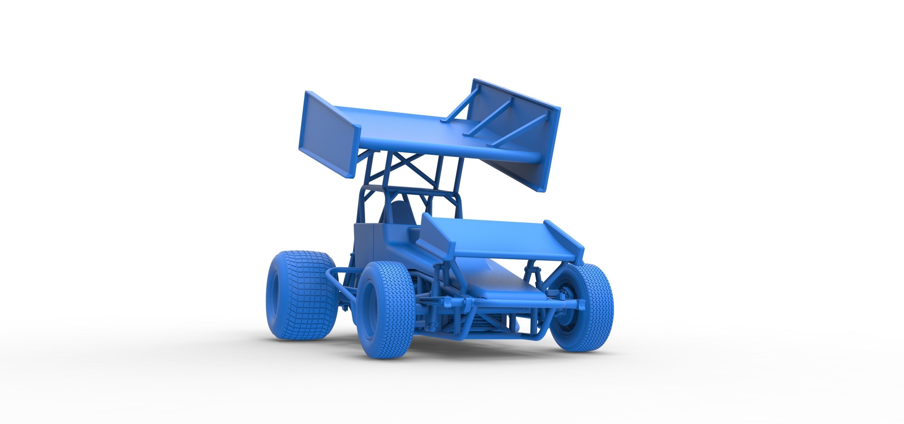 Vintage Winged Sprint car Scale 1 to 25 3D print model_50