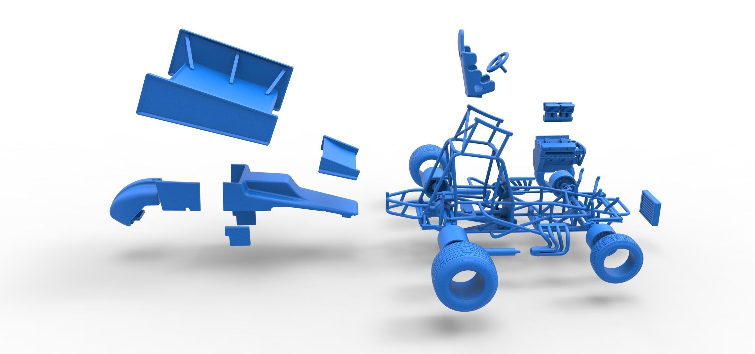 Vintage Winged Sprint car Scale 1 to 25 3D print model_60