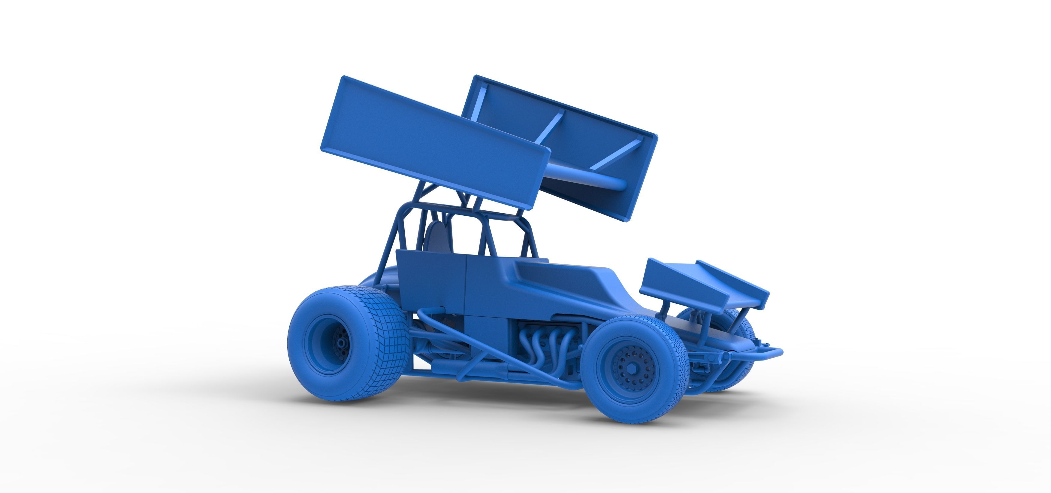 Vintage Winged Sprint car Scale 1 to 25 3D print model_48