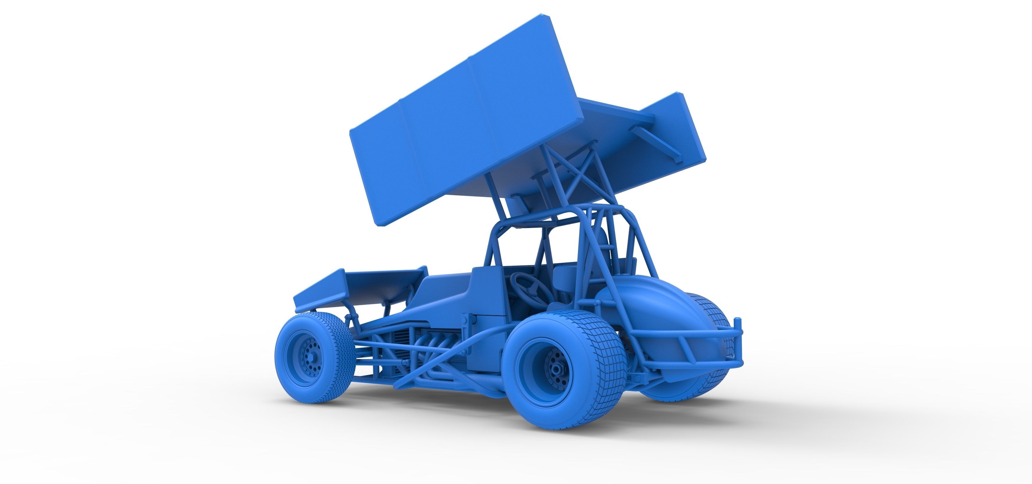 Vintage Winged Sprint car Scale 1 to 25 3D print model_38