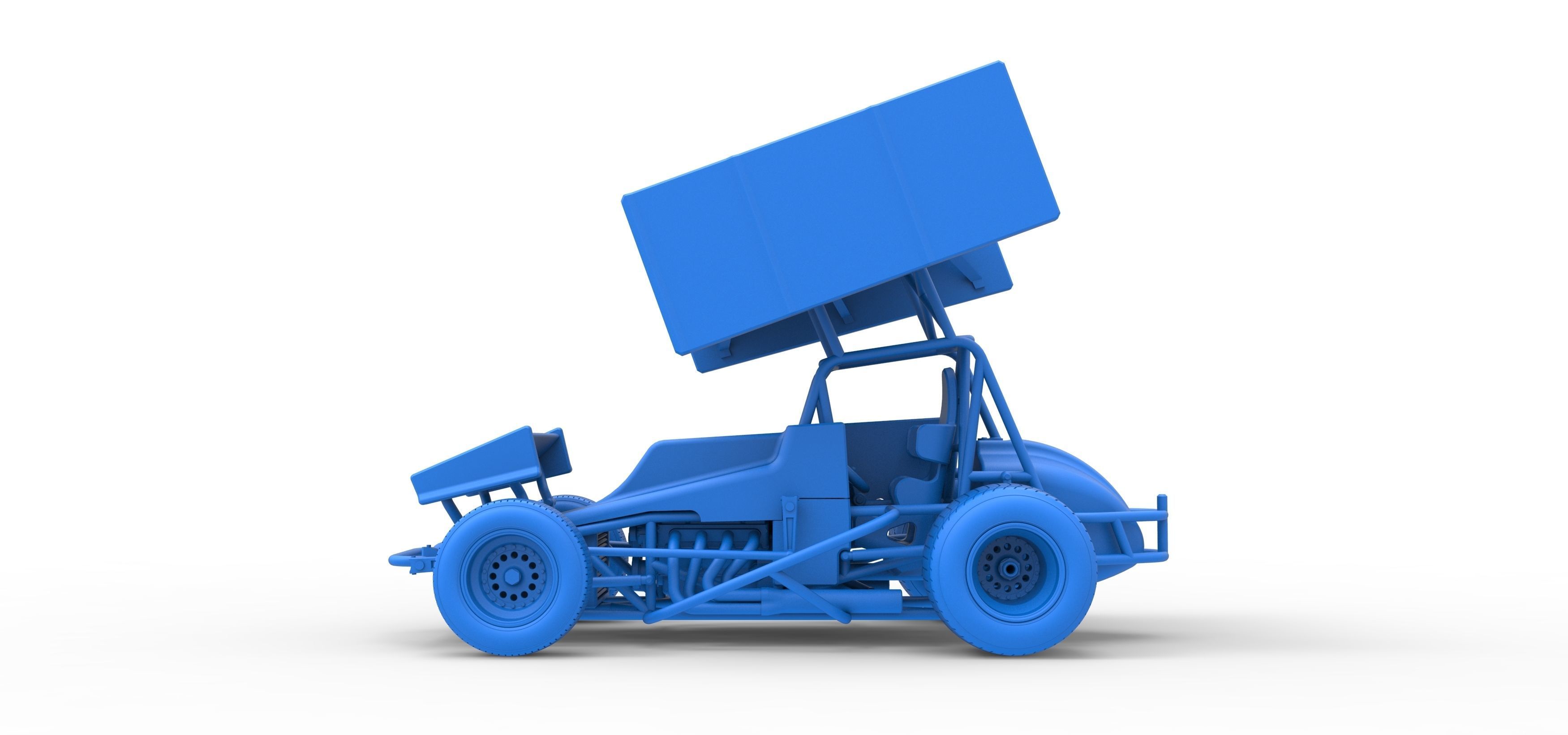 Vintage Winged Sprint car Scale 1 to 25 3D print model_34