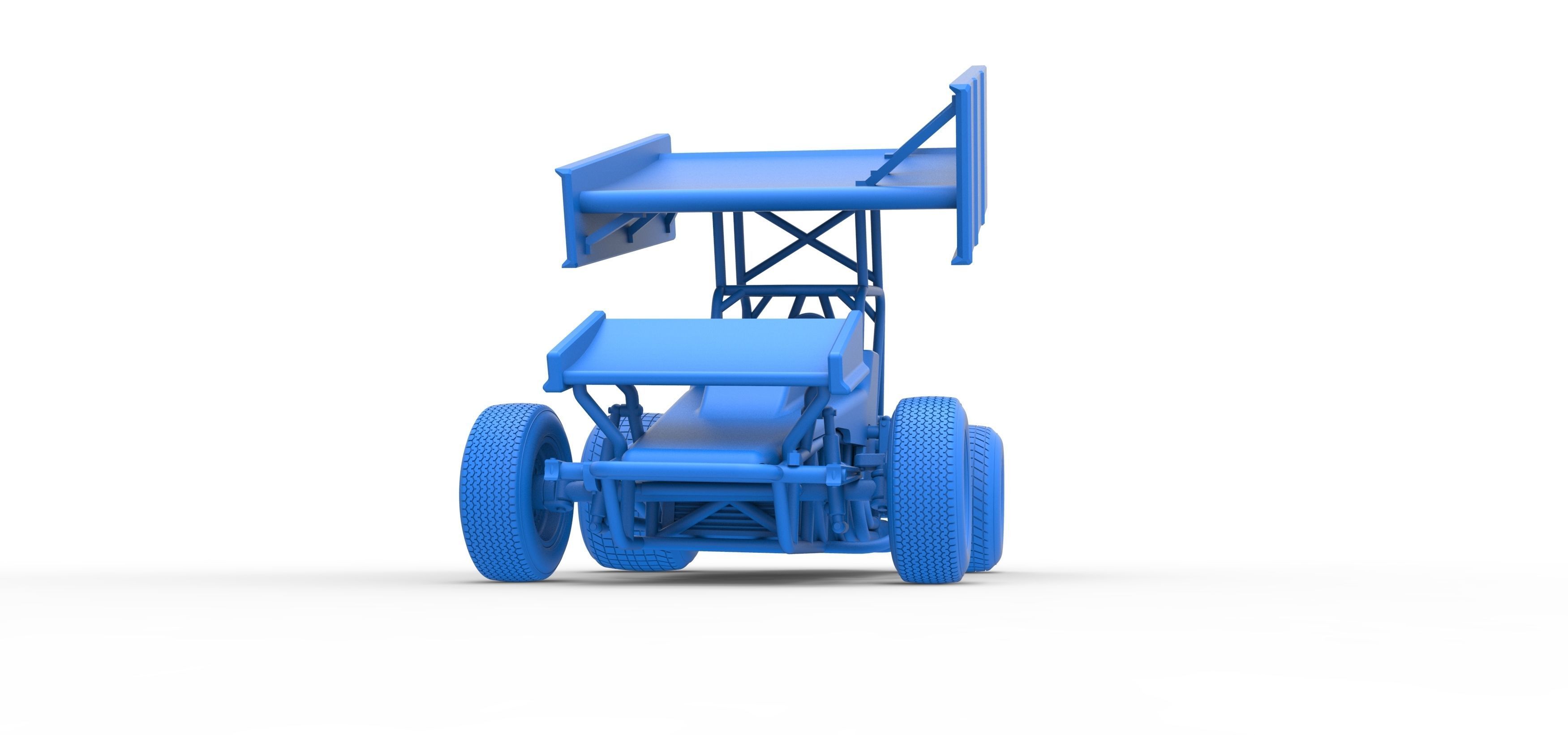 Vintage Winged Sprint car Scale 1 to 25 3D print model_31