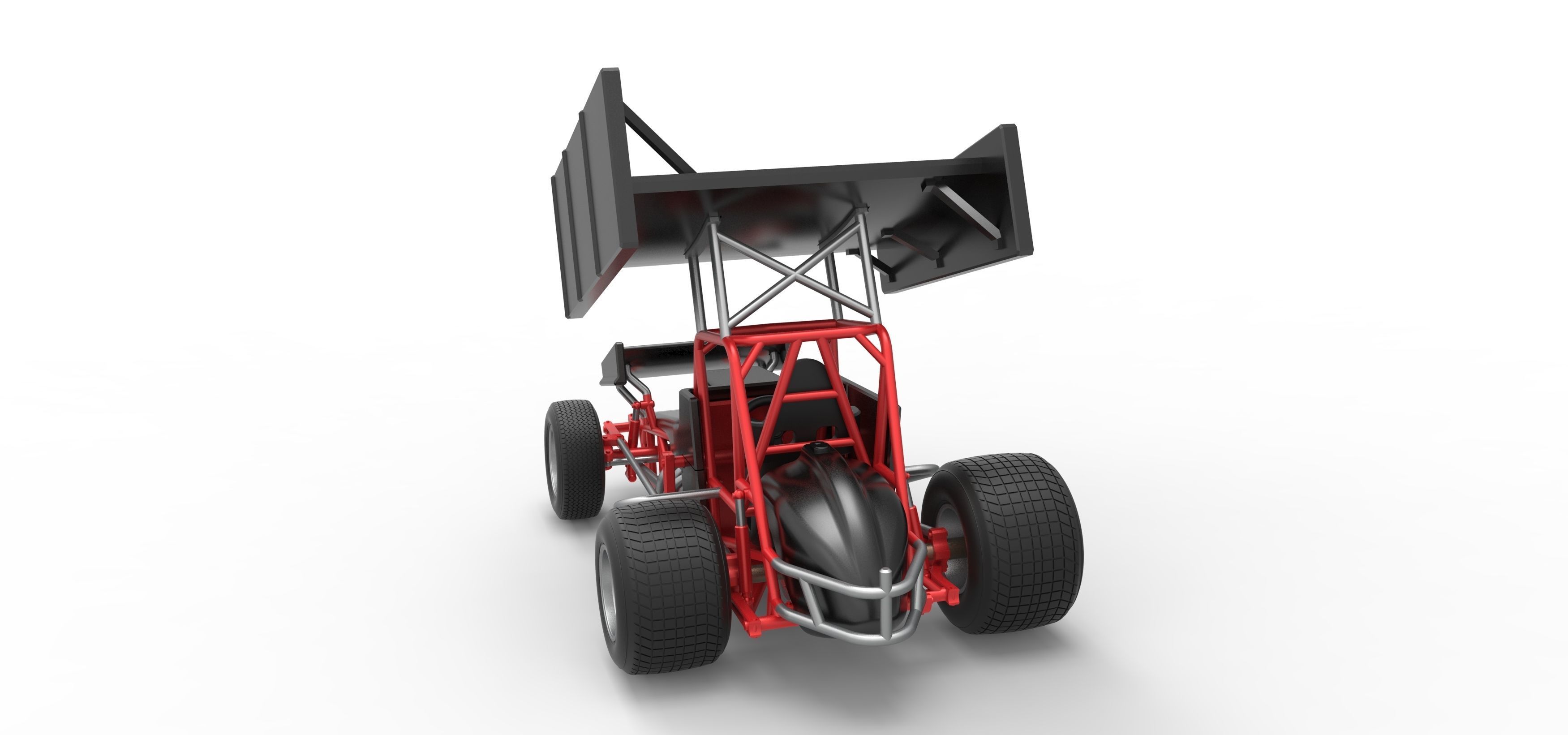 Vintage Winged Sprint car Scale 1 to 25 3D print model_14