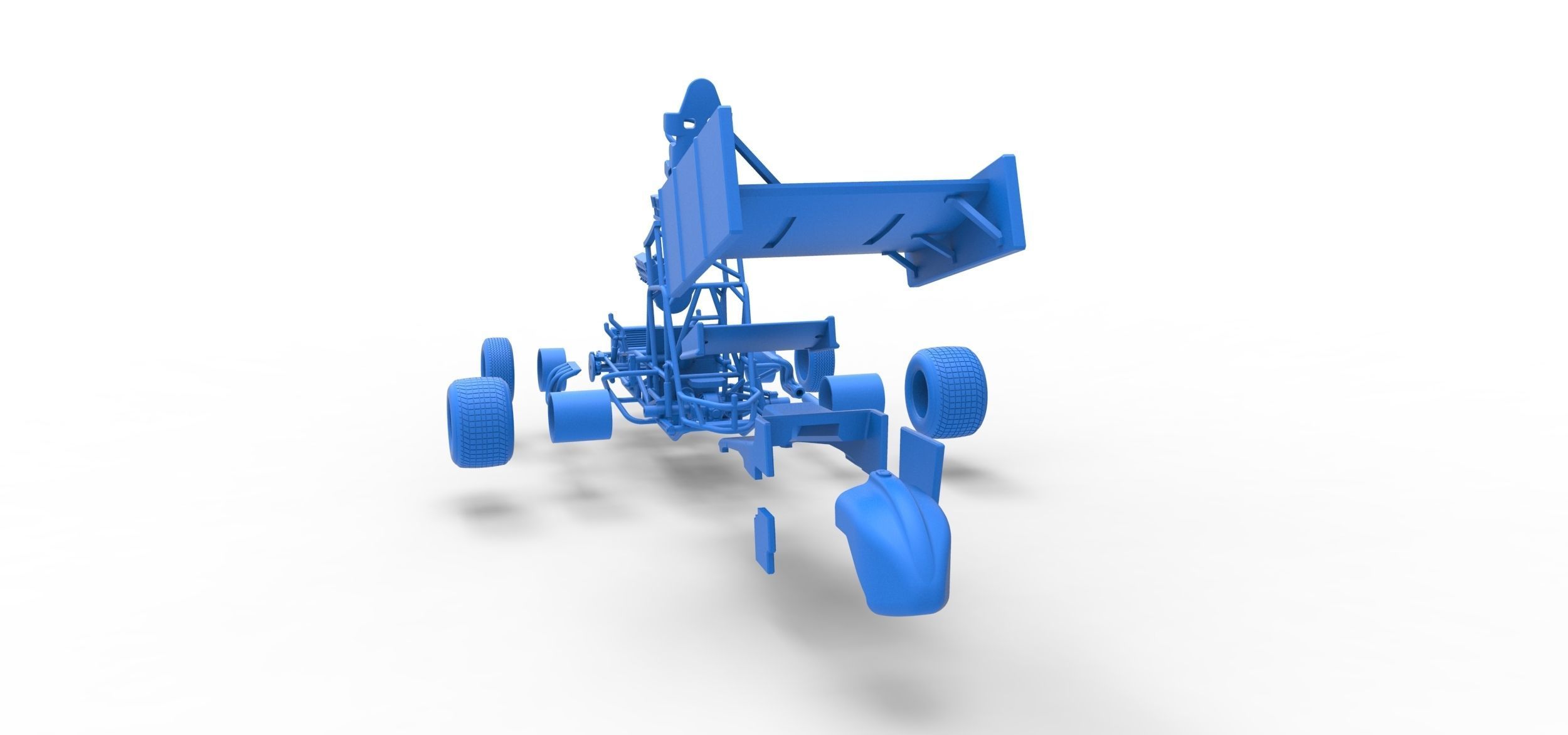 Vintage Winged Sprint car Scale 1 to 25 3D print model_58
