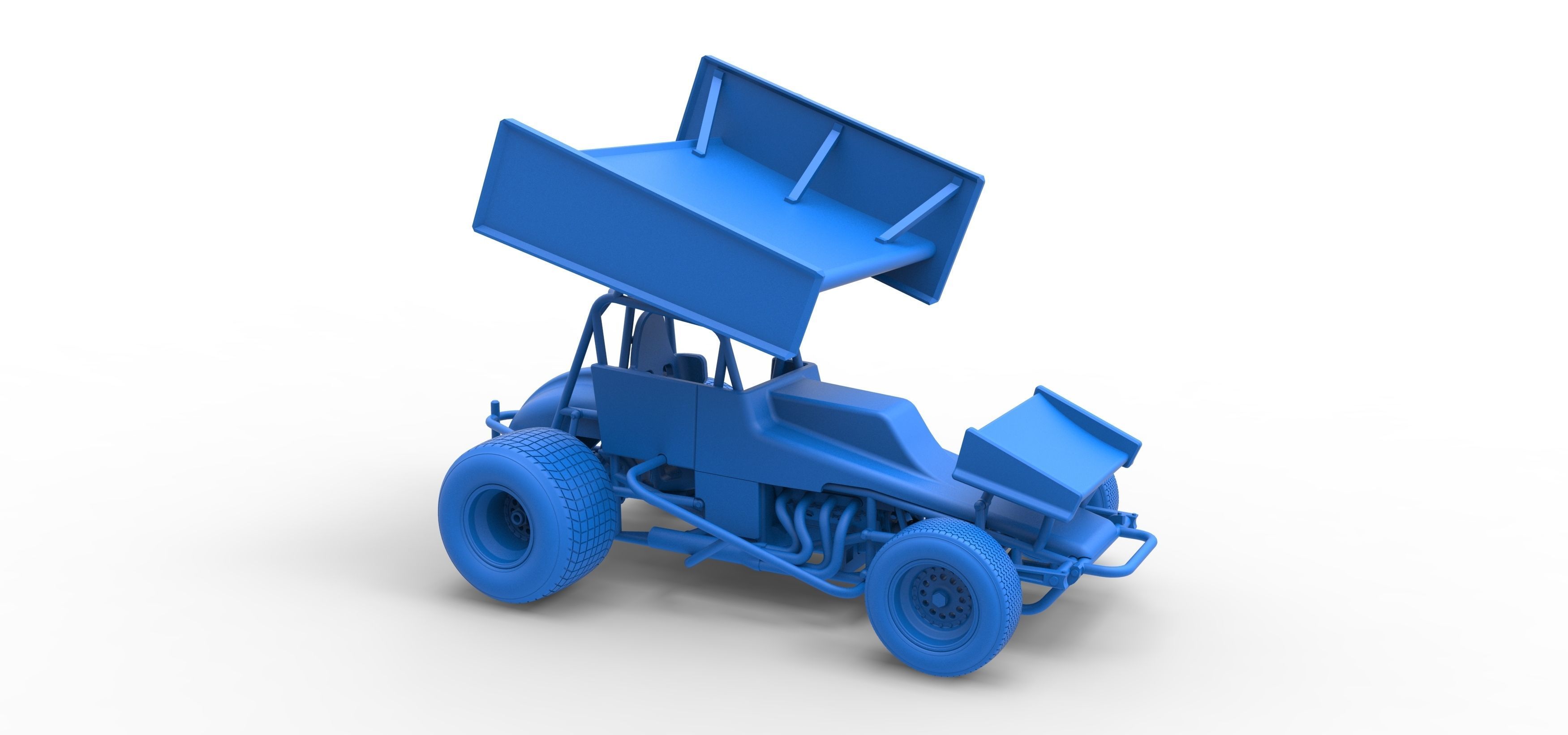 Vintage Winged Sprint car Scale 1 to 25 3D print model_47