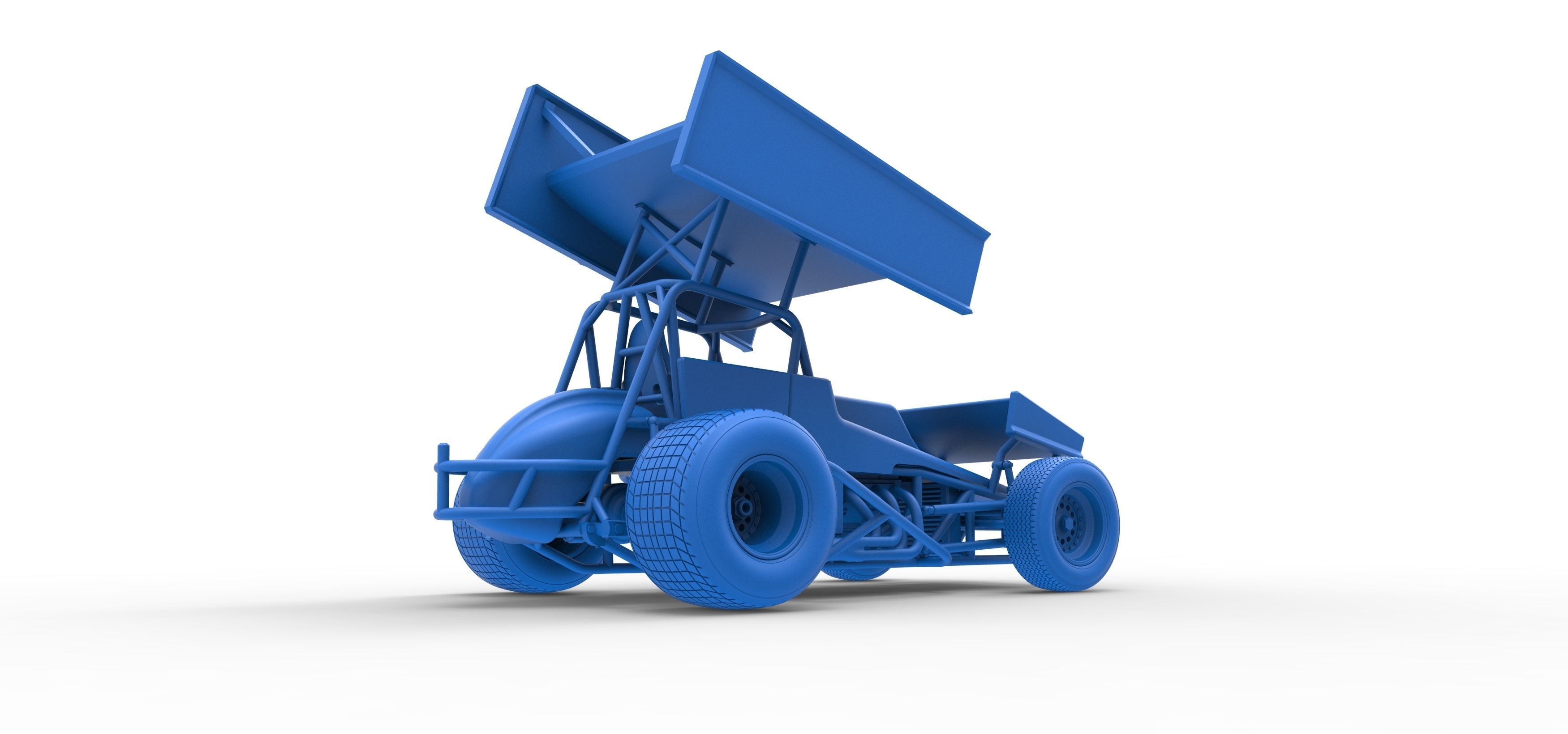 Vintage Winged Sprint car Scale 1 to 25 3D print model_44