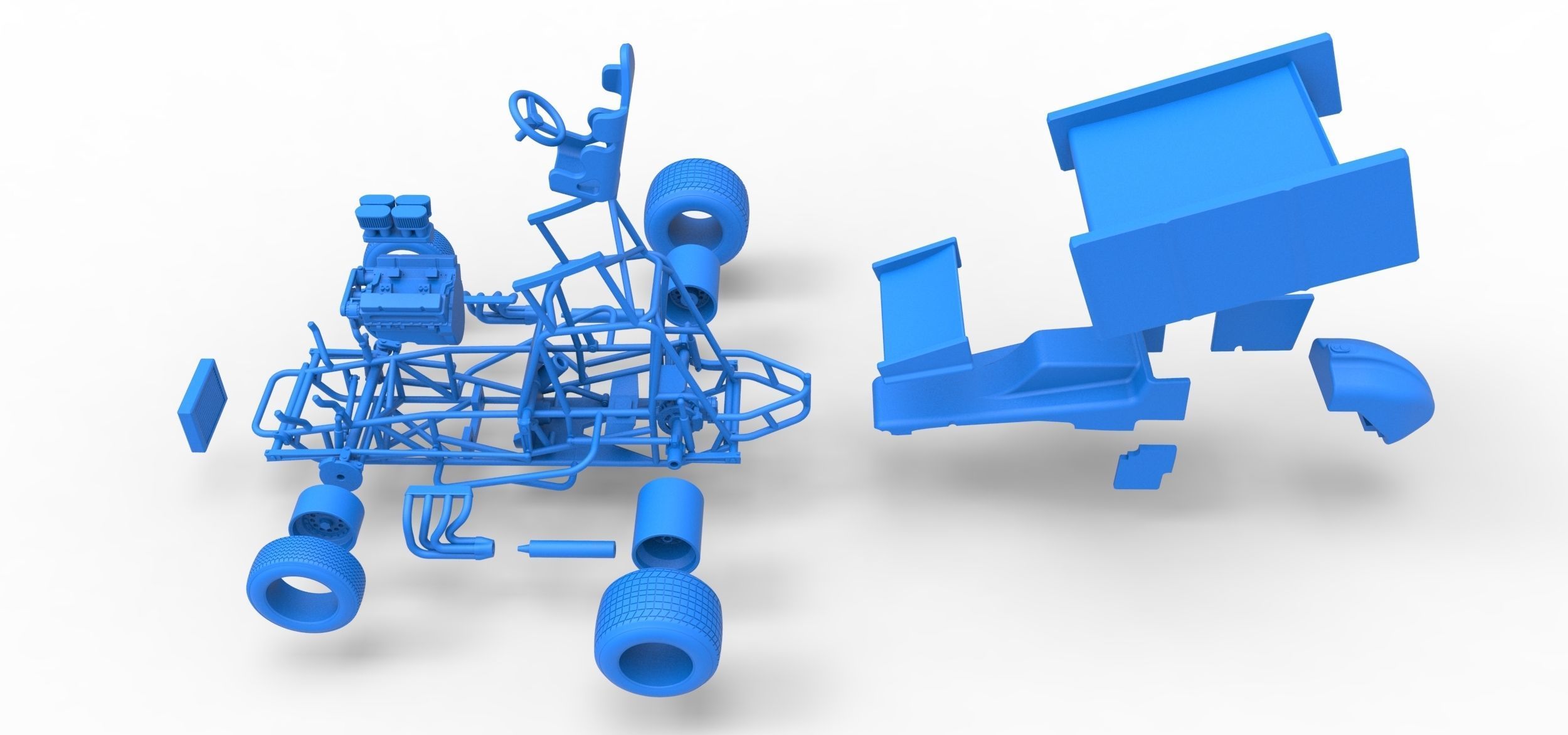 Vintage Winged Sprint car Scale 1 to 25 3D print model_56