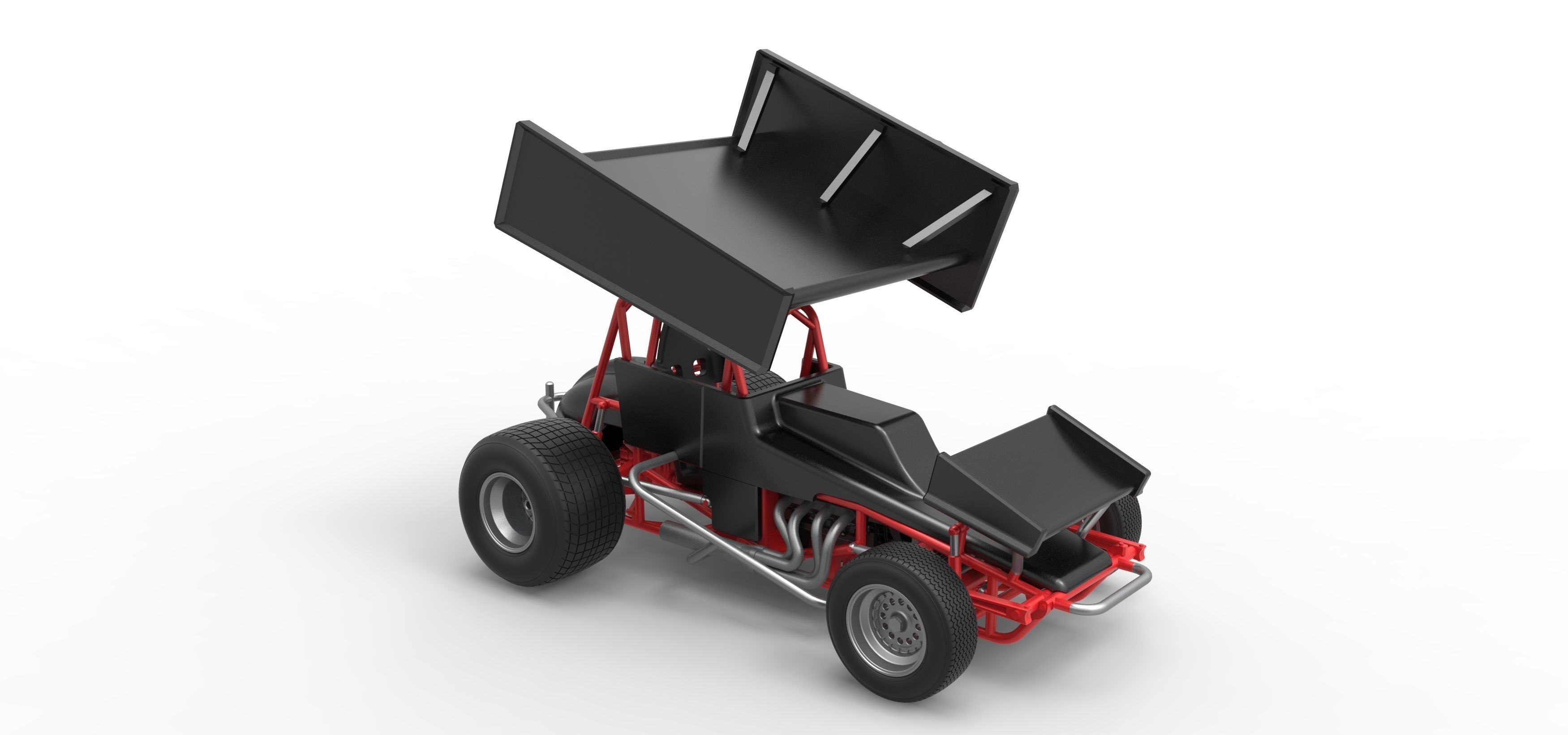 Vintage Winged Sprint car Scale 1 to 25 3D print model_22