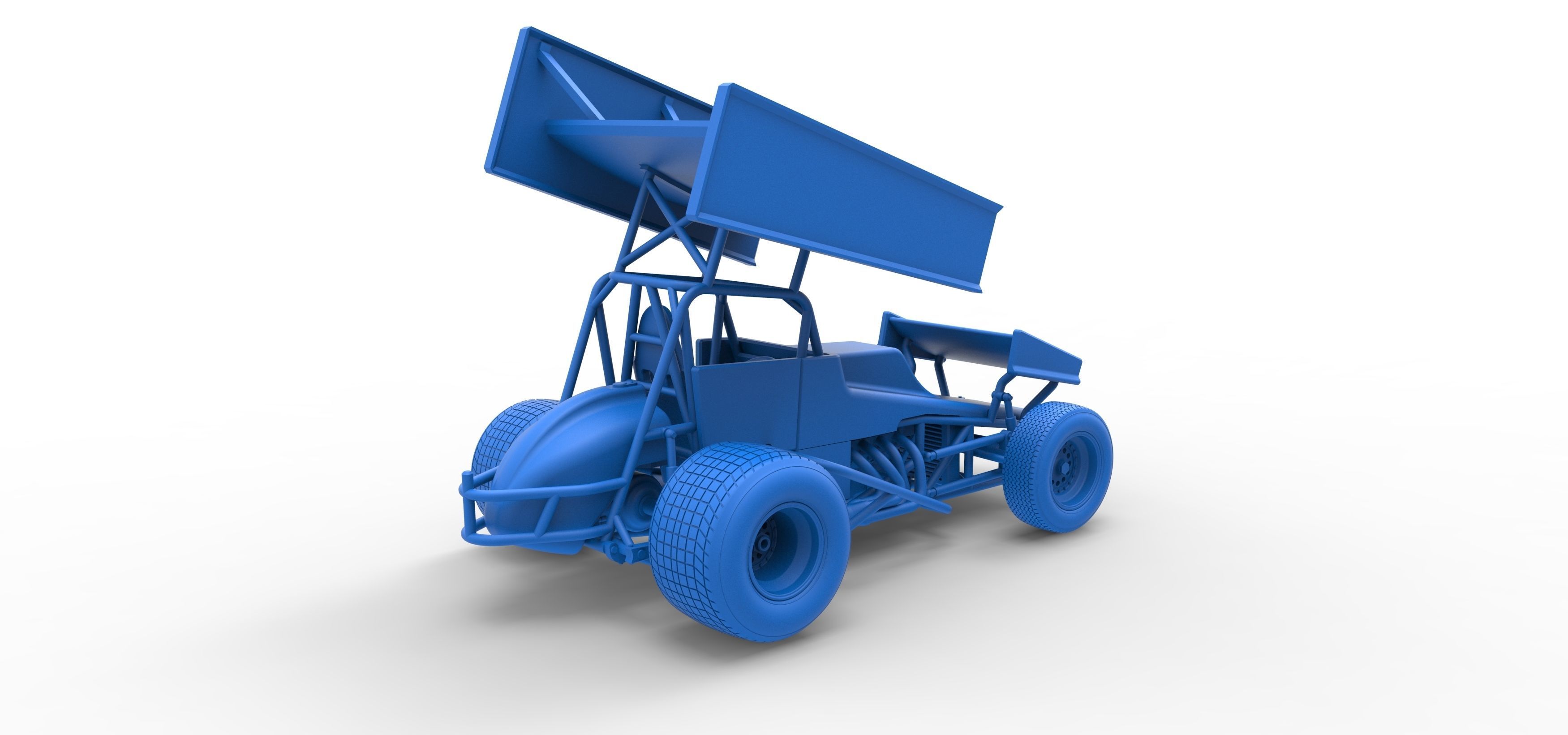 Vintage Winged Sprint car Scale 1 to 25 3D print model_43