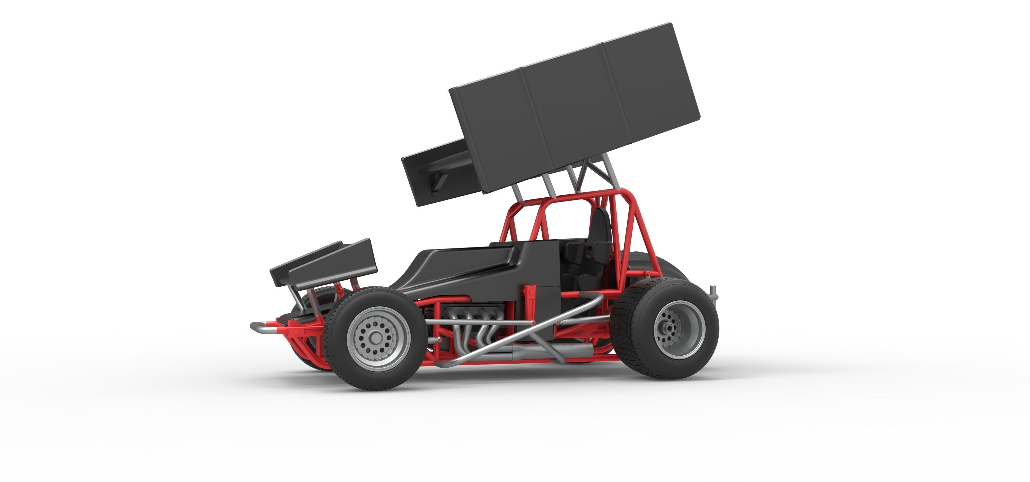 Vintage Winged Sprint car Scale 1 to 25 3D print model_2