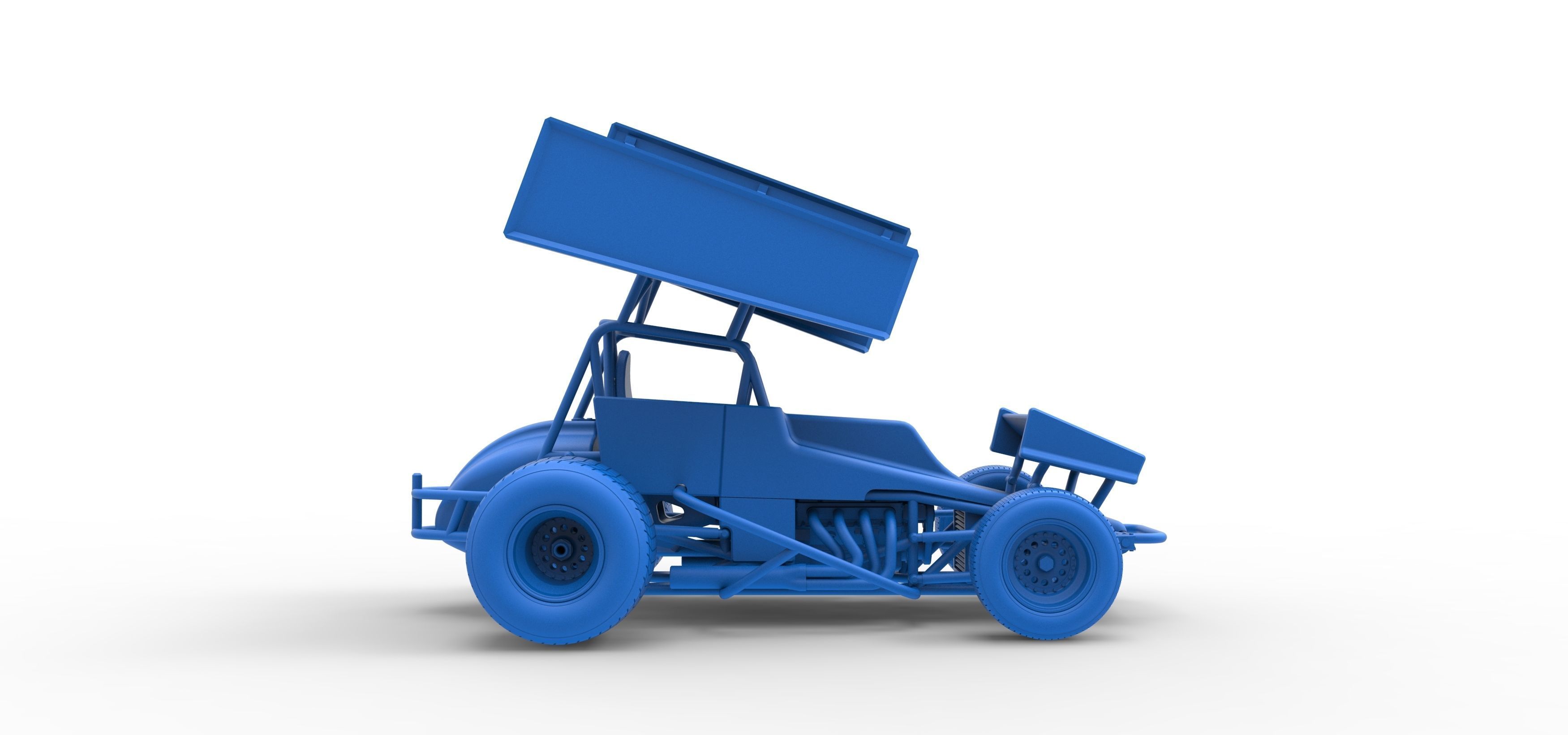 Vintage Winged Sprint car Scale 1 to 25 3D print model_45