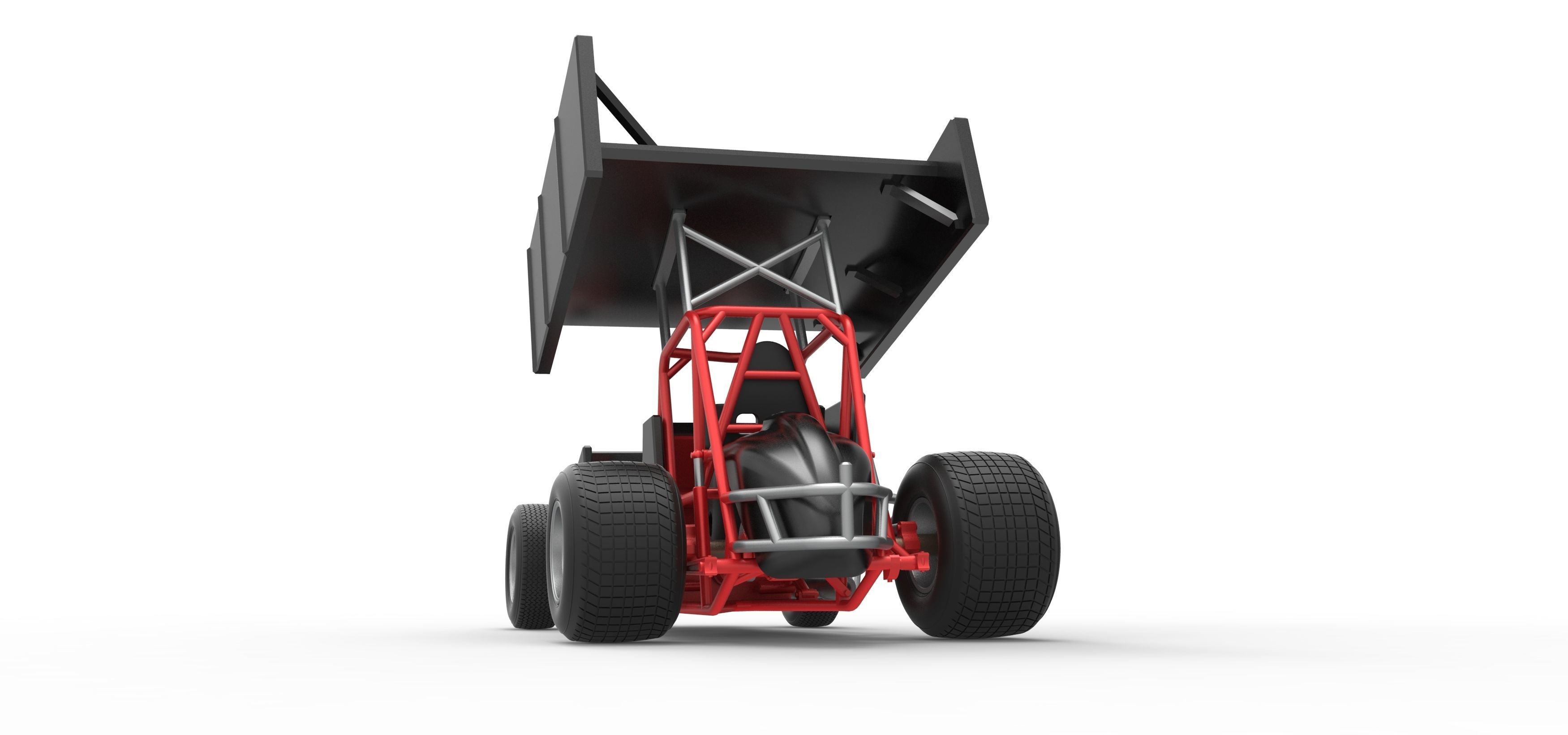 Vintage Winged Sprint car Scale 1 to 25 3D print model_15