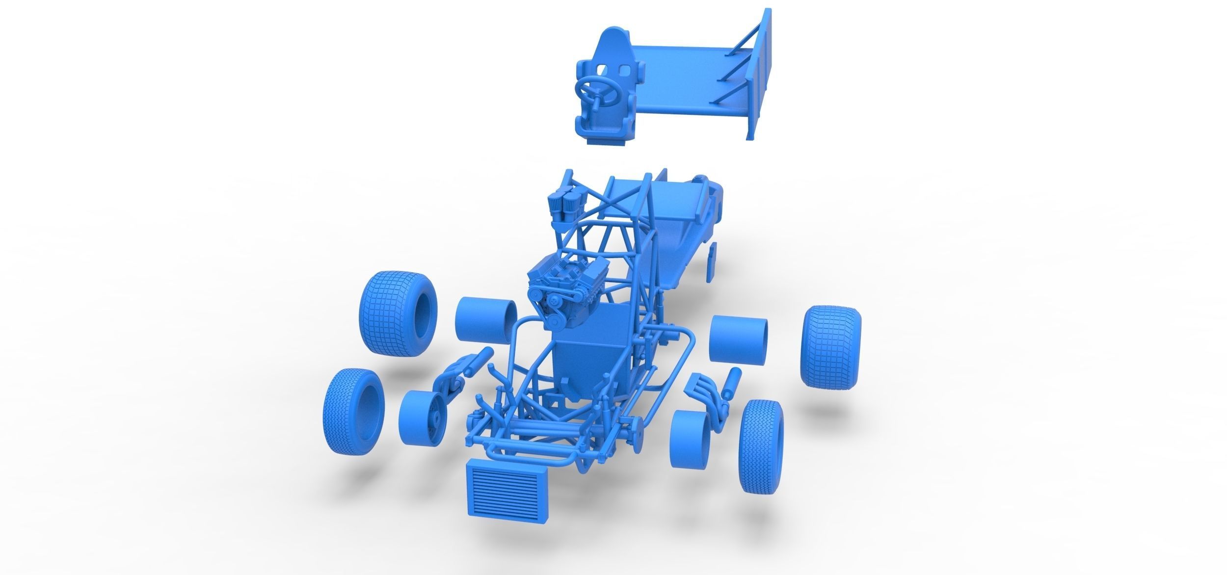 Vintage Winged Sprint car Scale 1 to 25 3D print model_54