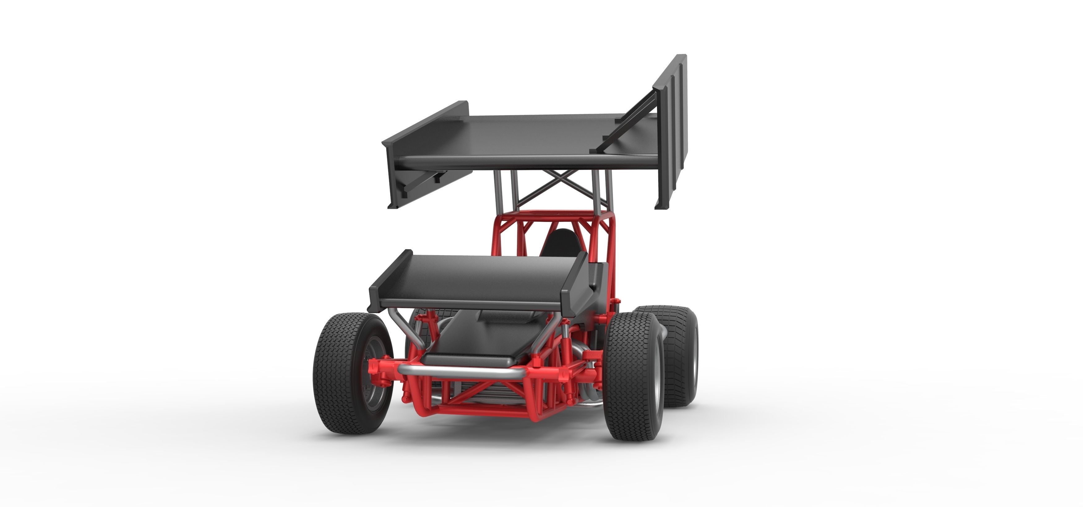 Vintage Winged Sprint car Scale 1 to 25 3D print model_6