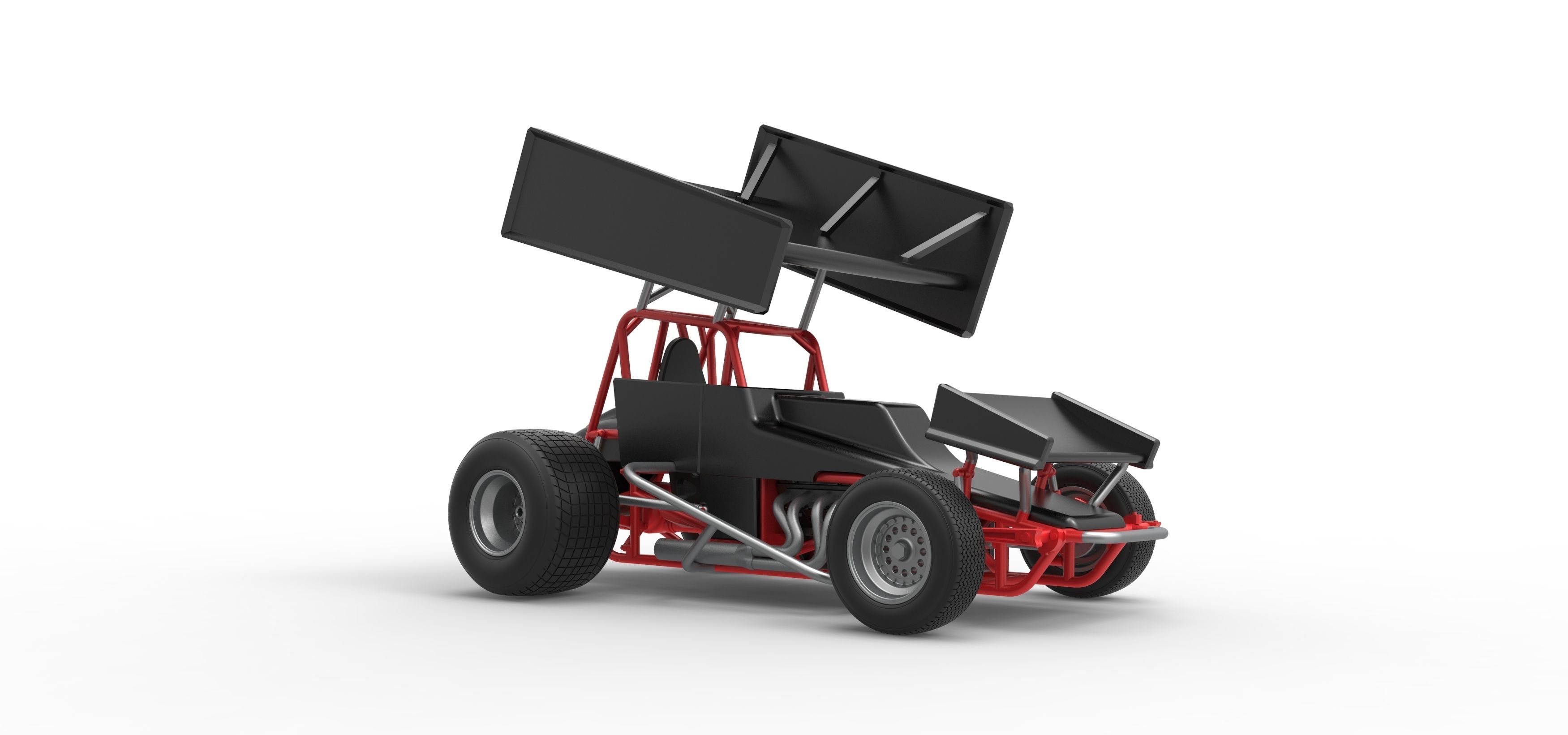 Vintage Winged Sprint car Scale 1 to 25 3D print model_23