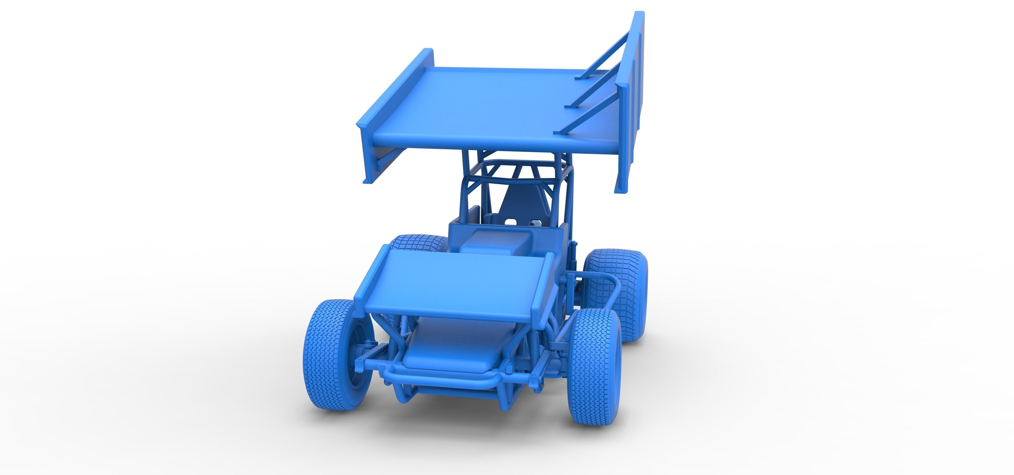 Vintage Winged Sprint car Scale 1 to 25 3D print model_30