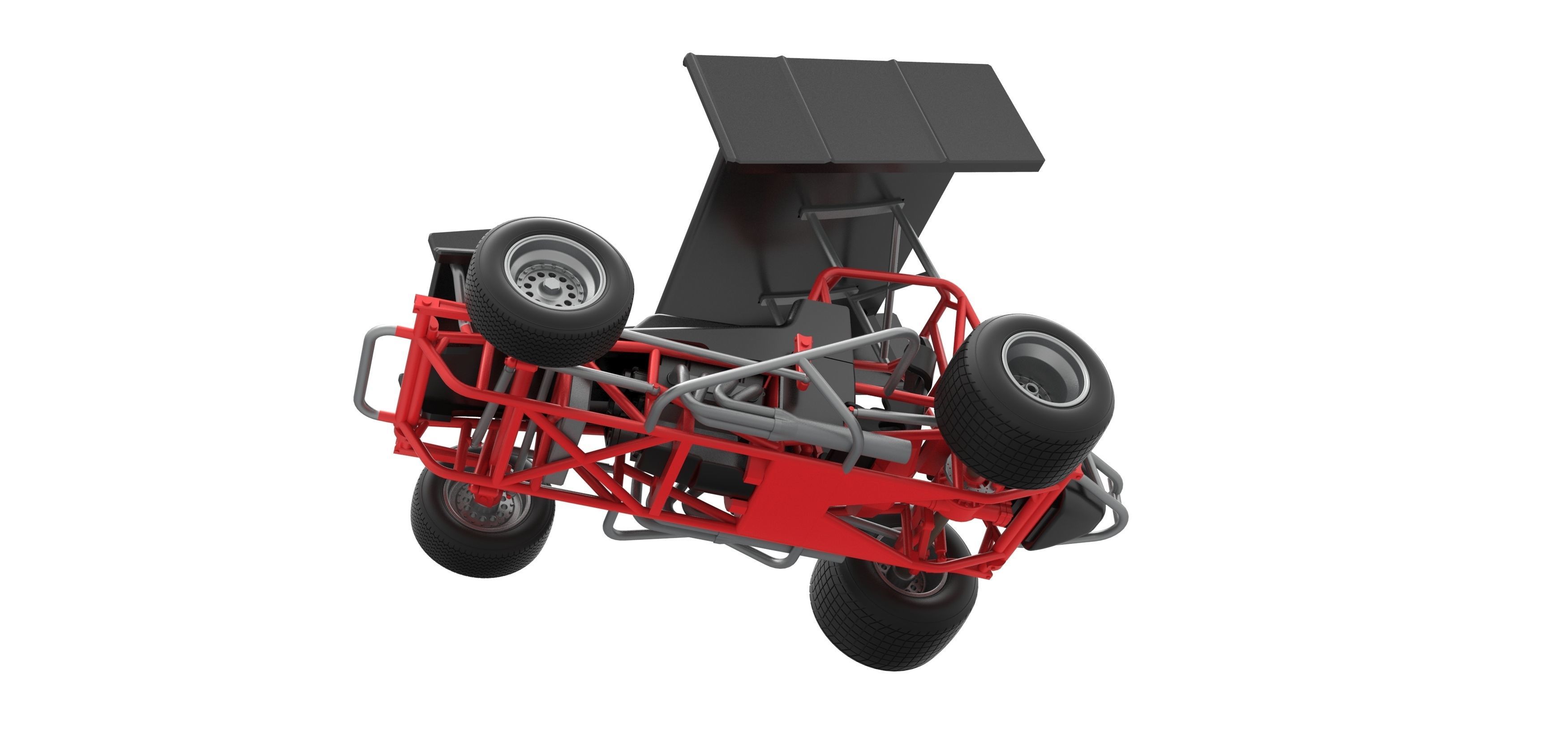 Vintage Winged Sprint car Scale 1 to 25 3D print model_3