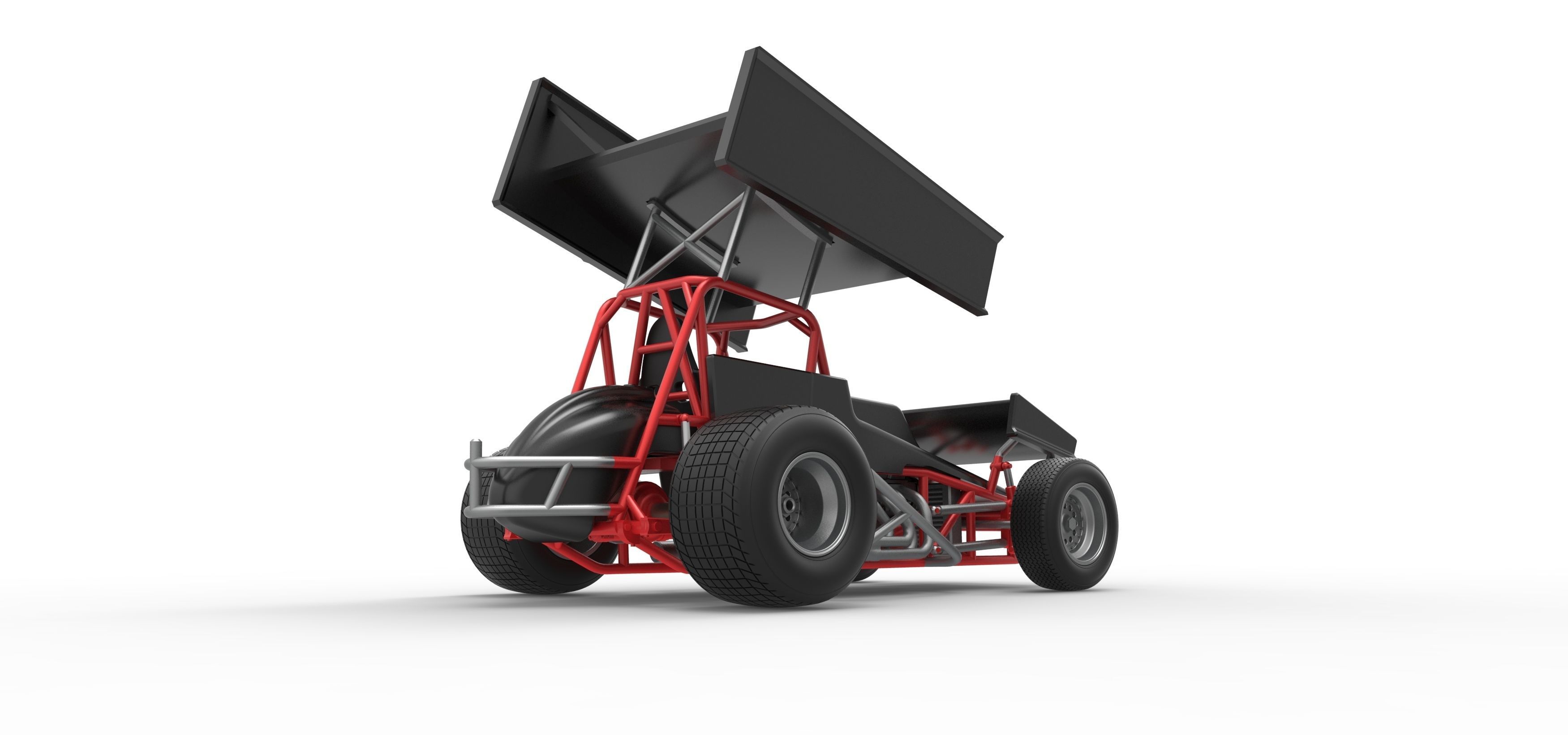 Vintage Winged Sprint car Scale 1 to 25 3D print model_19