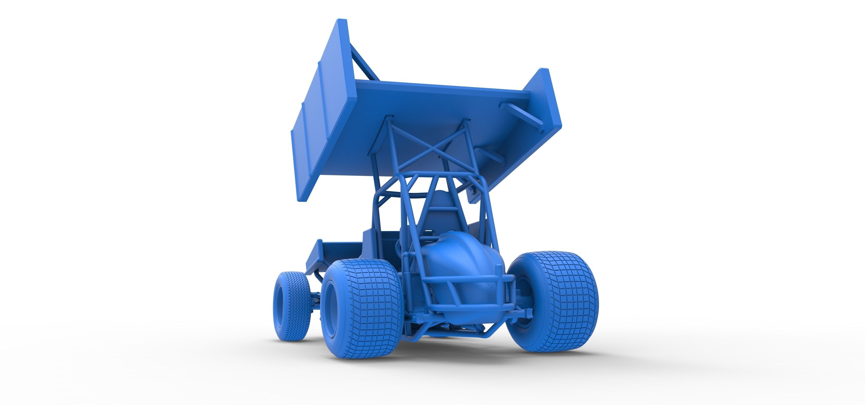 Vintage Winged Sprint car Scale 1 to 25 3D print model_40